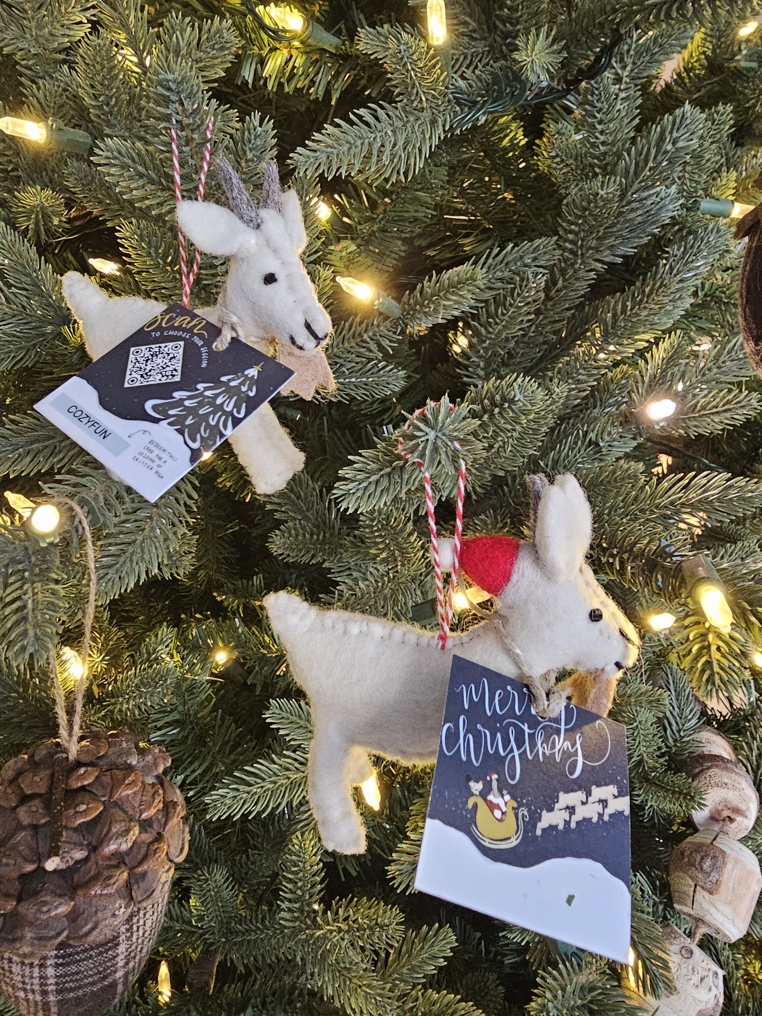 Goat Ornament with one session of Critter Yoga