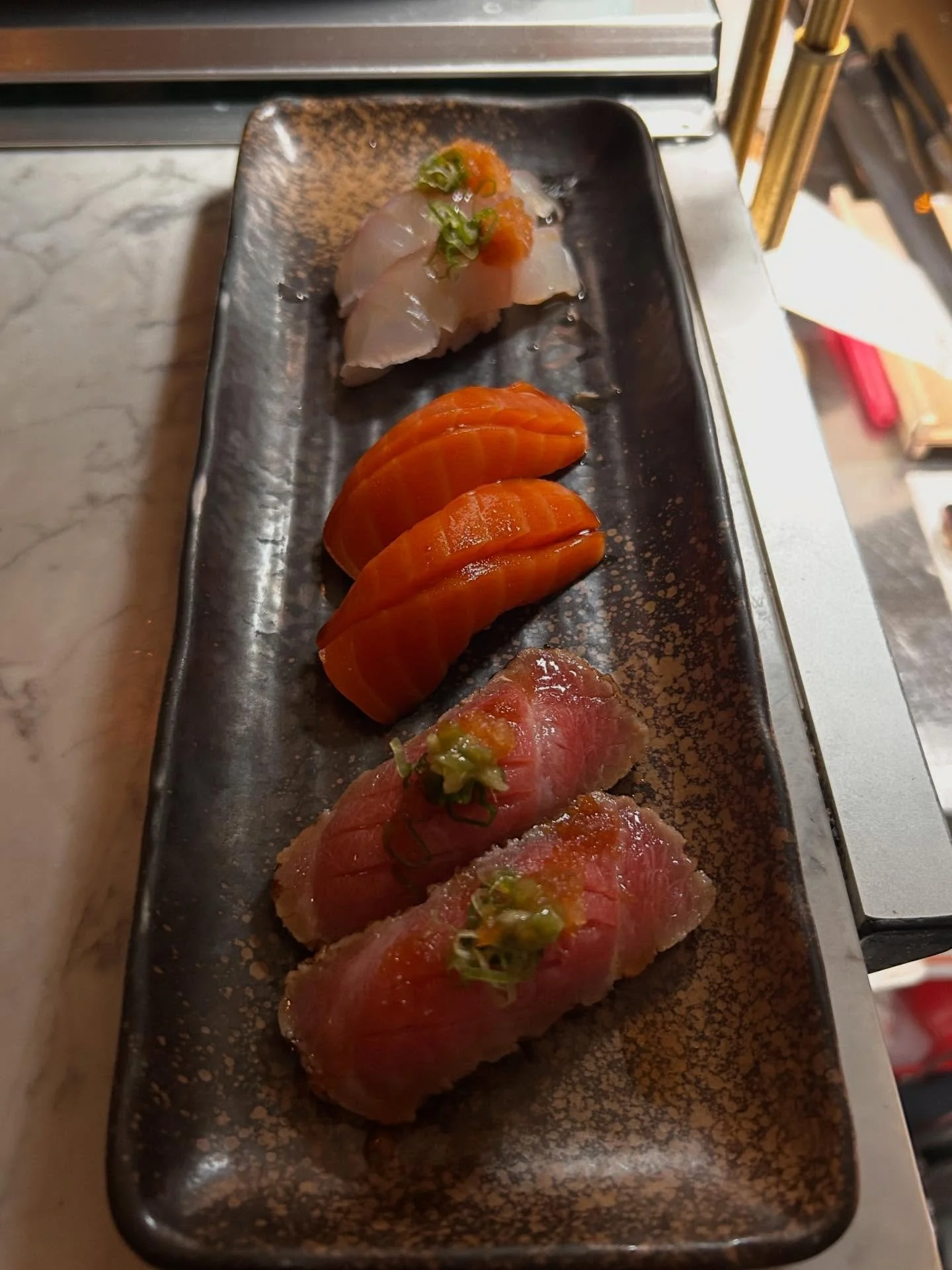 A very up close look of our Market fish today! First in line, a Yaki Toro like you&rsquo;ve never had! Also known as our seared tuna belly. This is a melt in your mouth piece you absolutely cannot miss!🤩😋

#sushi #dinner #reservations #shermanoaks 
