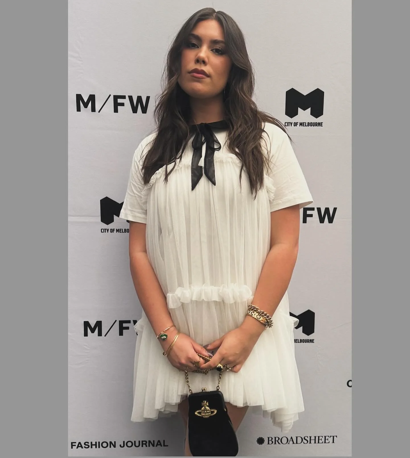 Pretty baby @_gypsylee_ 🖤 🤍 wearing @gailsorronda for @melbfashionweek @katecopr #melbournefashionweek @cityofmelbourne