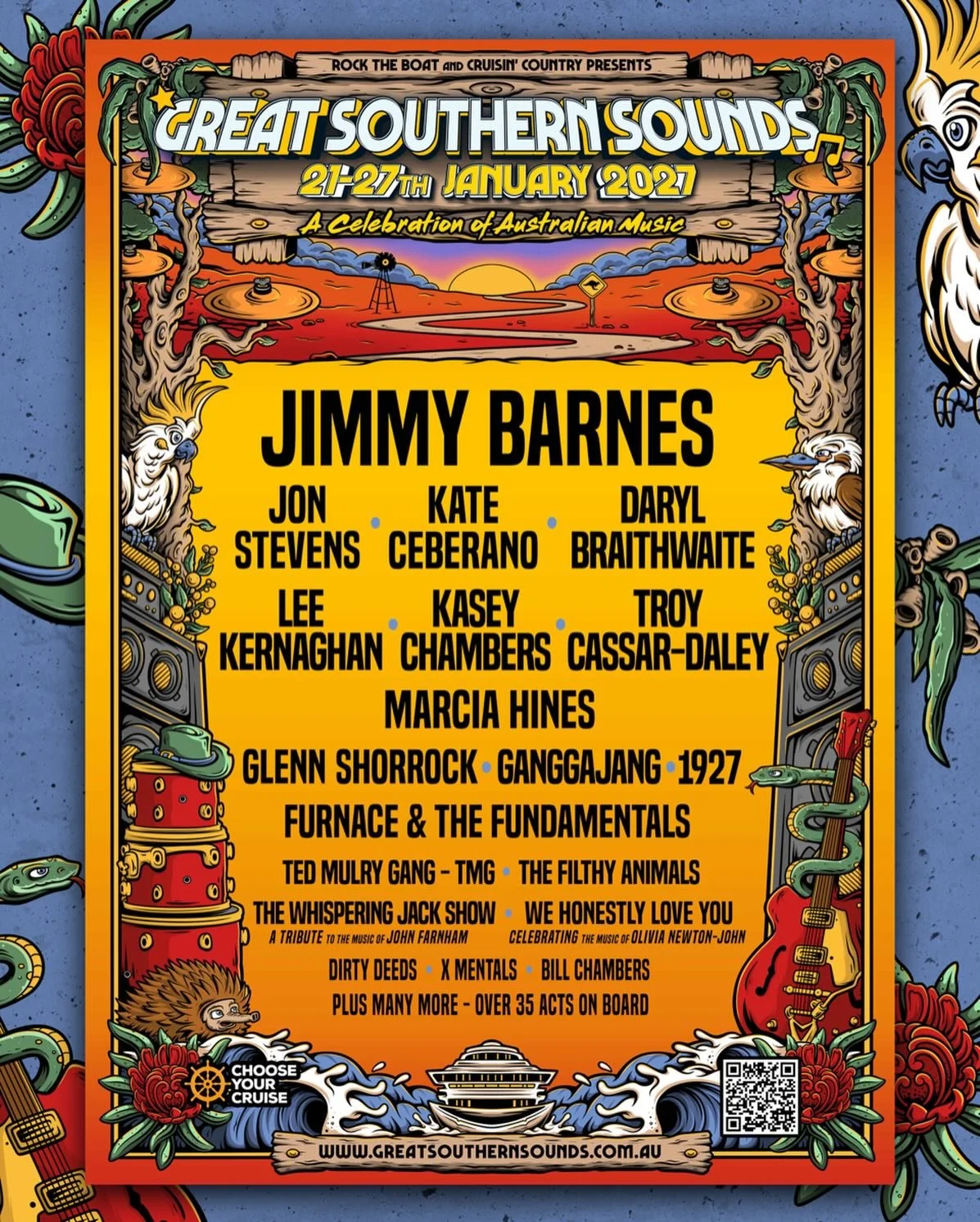 FUNNNNNNNNNNNNN ❤️❤️❤️❤️❤️❤️❤️❤️❤️❤️

@greatsouthernsoundscruise @rocktheboataus 

Great Southern Sounds  2027 is here!
JIMMY BARNES &bull; JON STEVENS &bull; KATE CEBERANO &bull; DARYL BRAITHWAITE &bull; LEE KERNAGHAN &bull; KASEY CHAMBERS &bull; TR