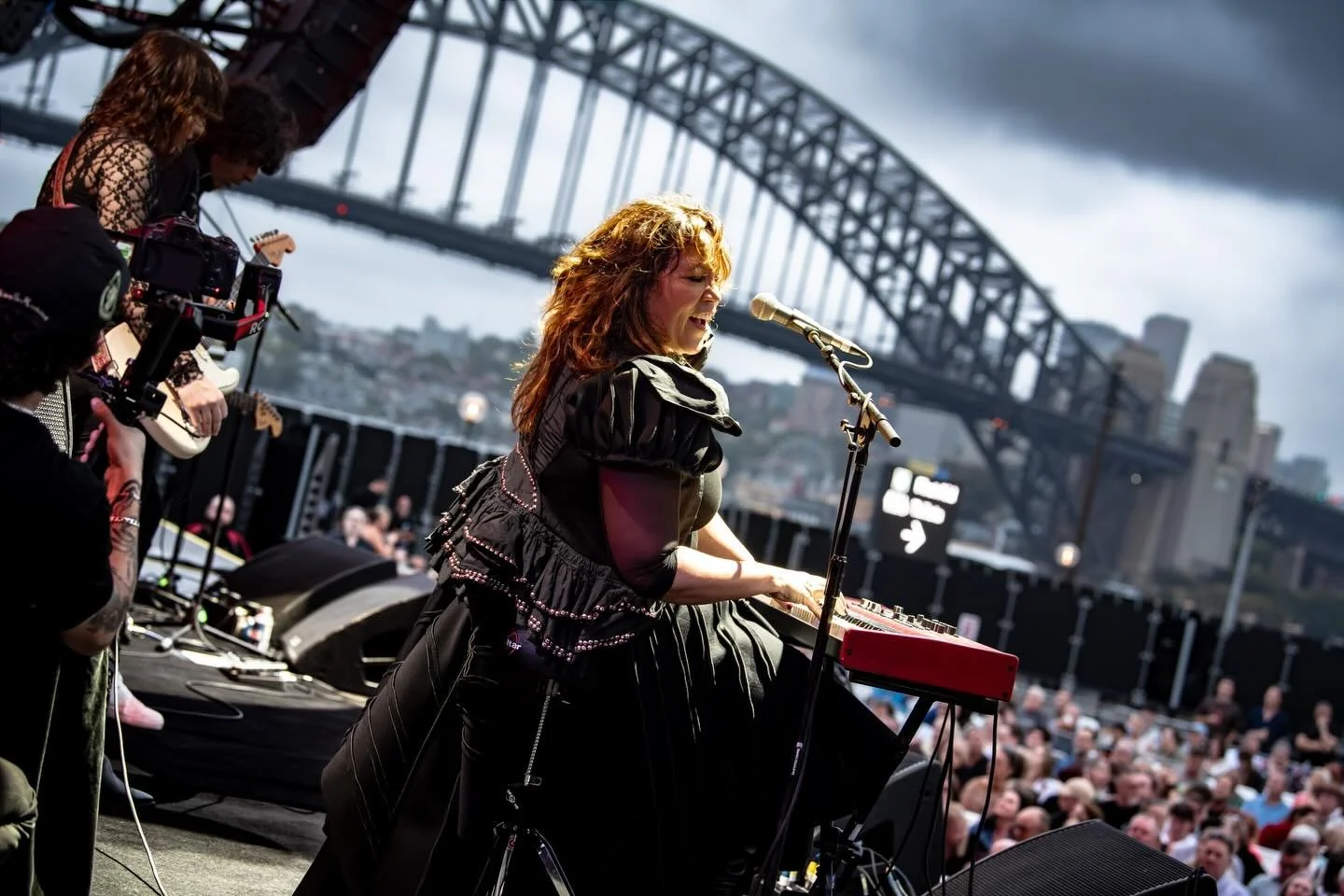 I am sitting here with one of the most impressive views on the planet. My heart is hammering and my desire to sing never greater! The atmosphere is electric with anticipation. Jimmy tells me this is the first time he has played the forecourt of the @