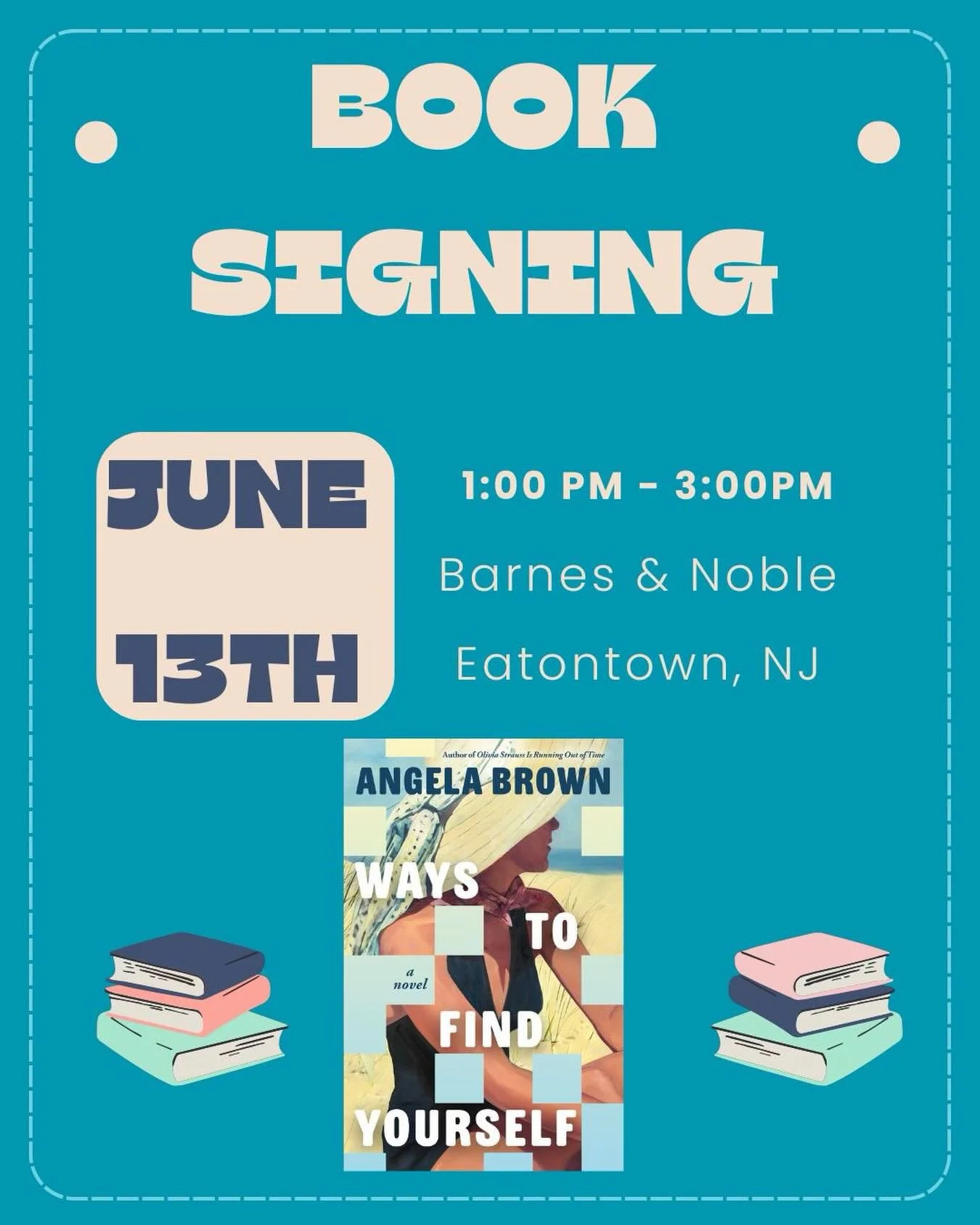 Come say hello and pick up a signed copy of WAYS TO FIND YOURSELF on Saturday, June 13th (my husband&rsquo;s birthday!) at @bnmonmouthsquare from 1:00-3:00. Looking forward to seeing to there! 📚