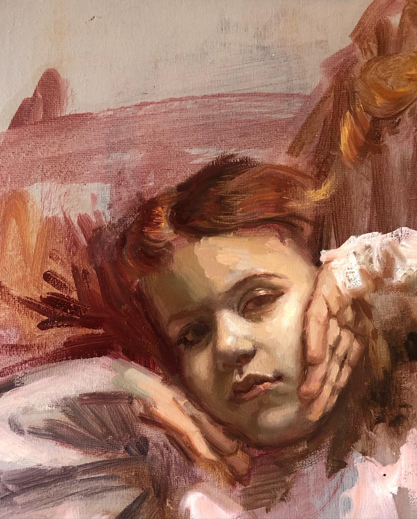 New WIP&hellip; 

😁🤡 Good Girl 🤡 😀 

1) Lose your voice to find it.

2) Disappoint others to show up for yourself.

3) Play the sweet sorrowful music of failure.

Swipe to look at how I start a piece. It&rsquo;s all about moving energy; otherwise