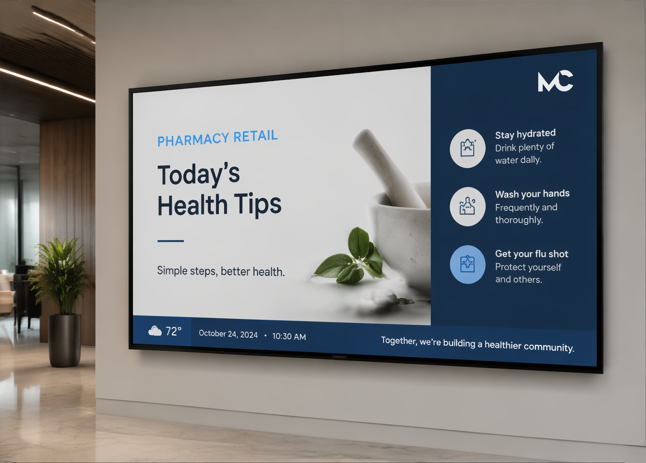 Animage mockup of a Mediumcast screen displaying promotional material