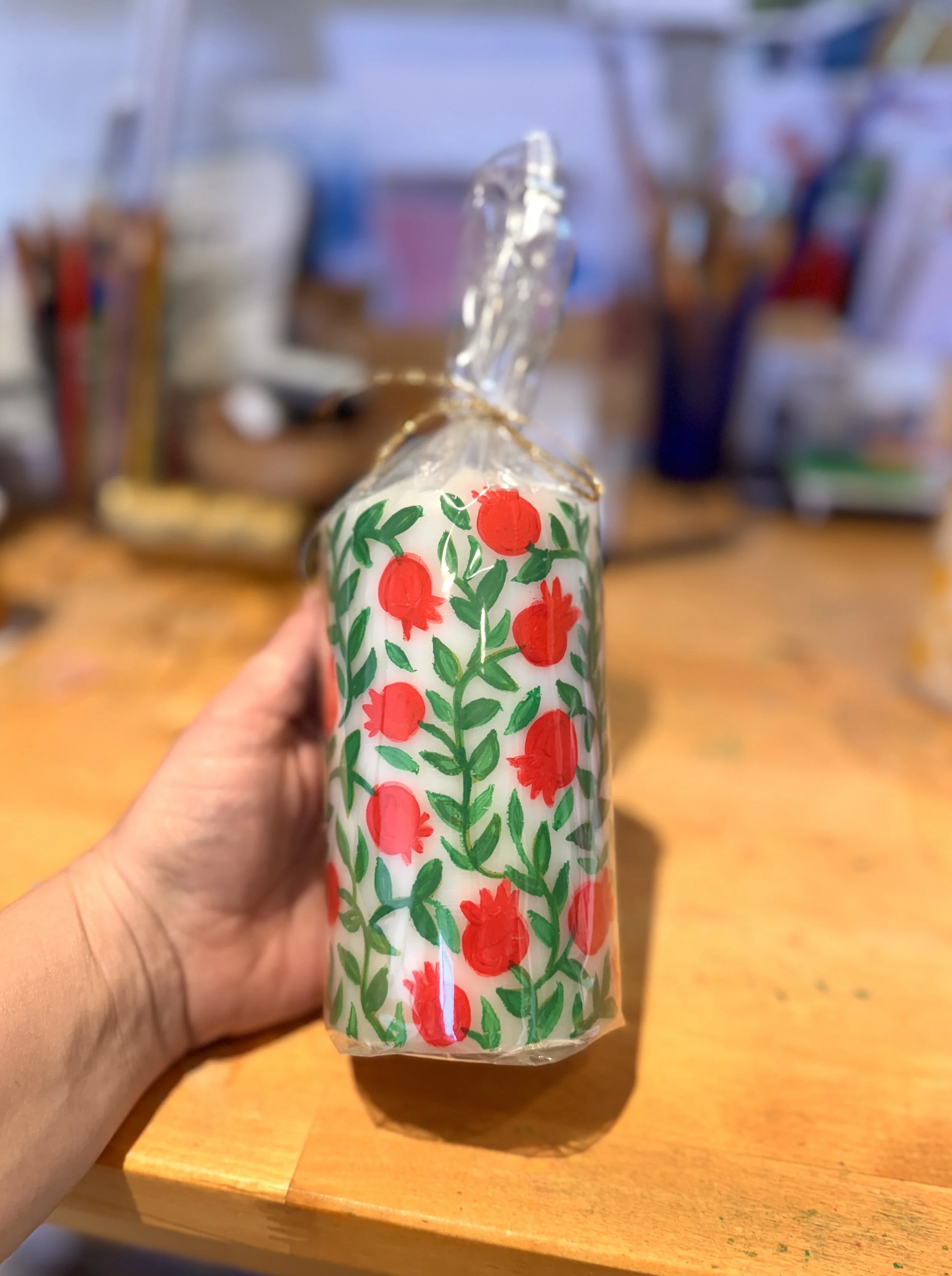 Pomegranate Painted Holiday Candles - Limited Stock!