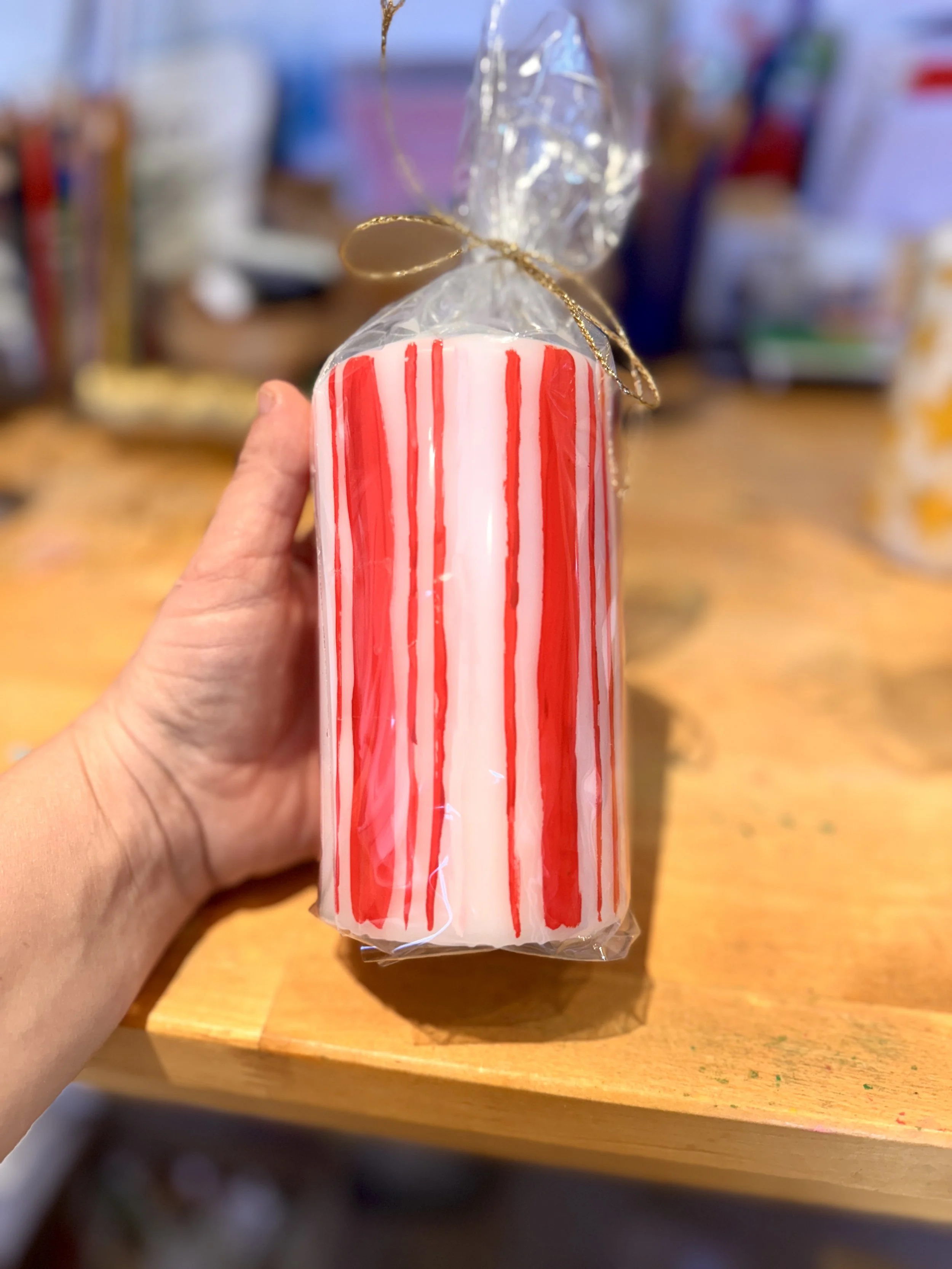 Candy Cane Painted Holiday Candles - Limited Stock!