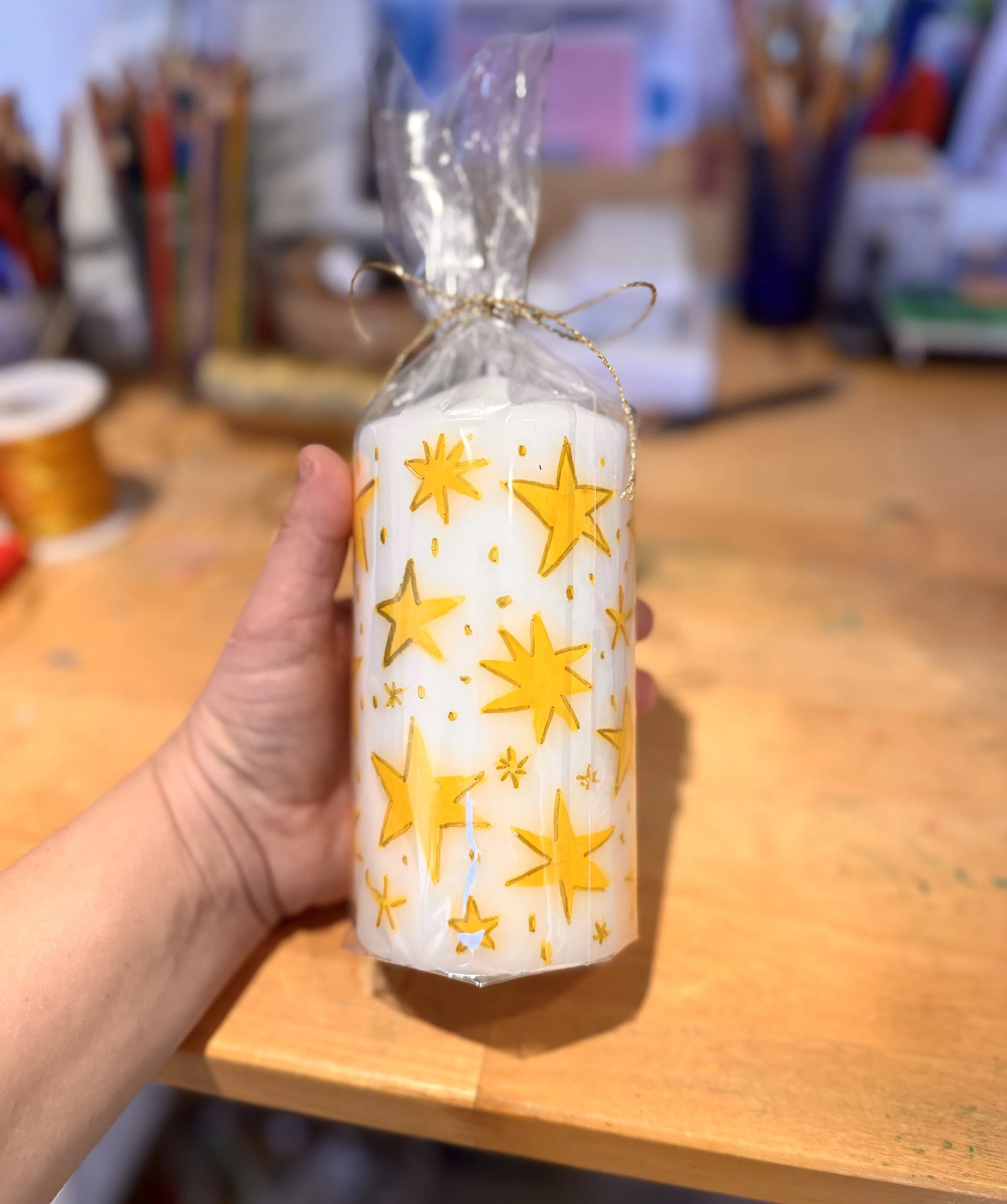 Star Painted Holiday Candles - Limited Stock!