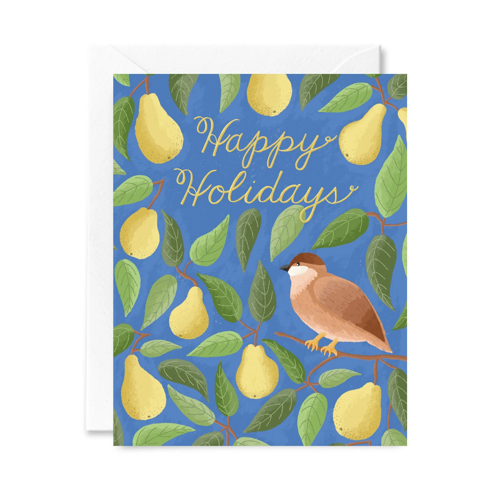 Happy Holidays Partridge Pear Tree Card