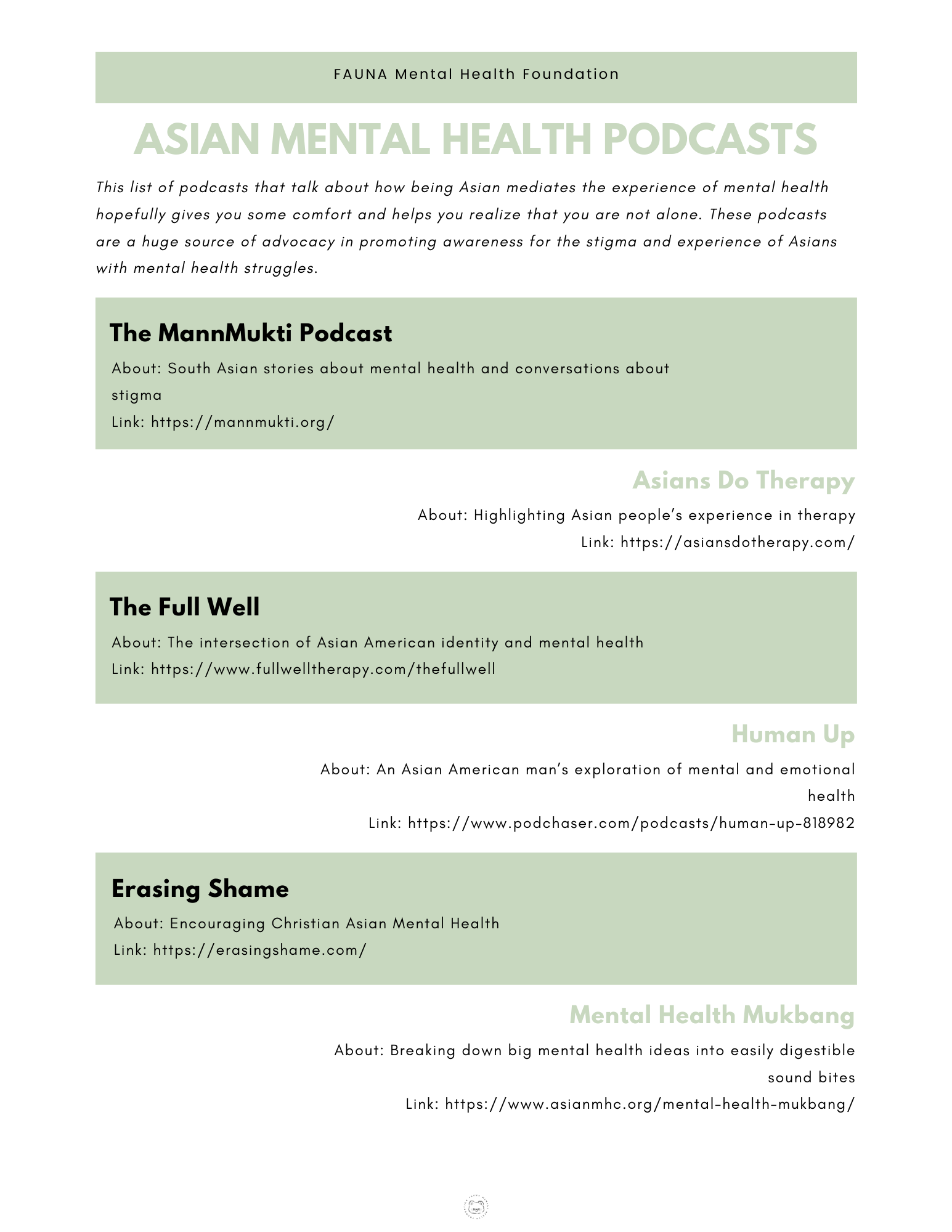 FAUNA's Recommended Asian Mental Health Podcasts