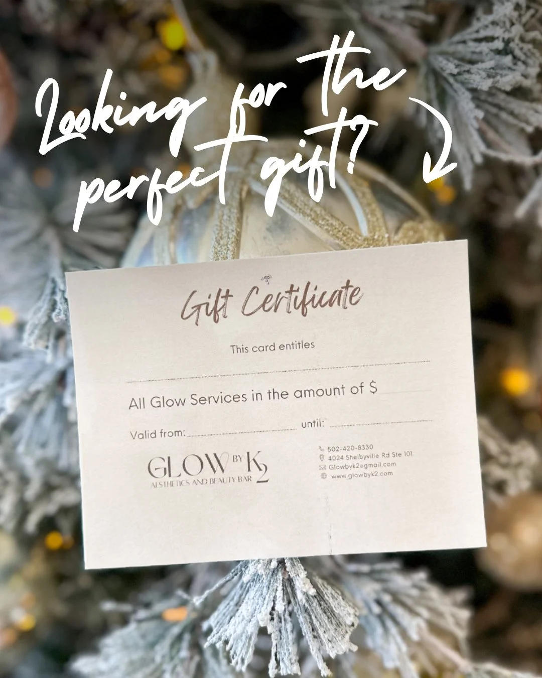 The gift that keeps on giving! ✨🎁⁠ Get a Glow by K2 gift card for anyone on your list or yourself! You can even use this gift card for services for YOU before the holidays, just be sure to purchase 24 hrs in advance! ⁠
⁠
- Buy a $100 Gift Card, Get 