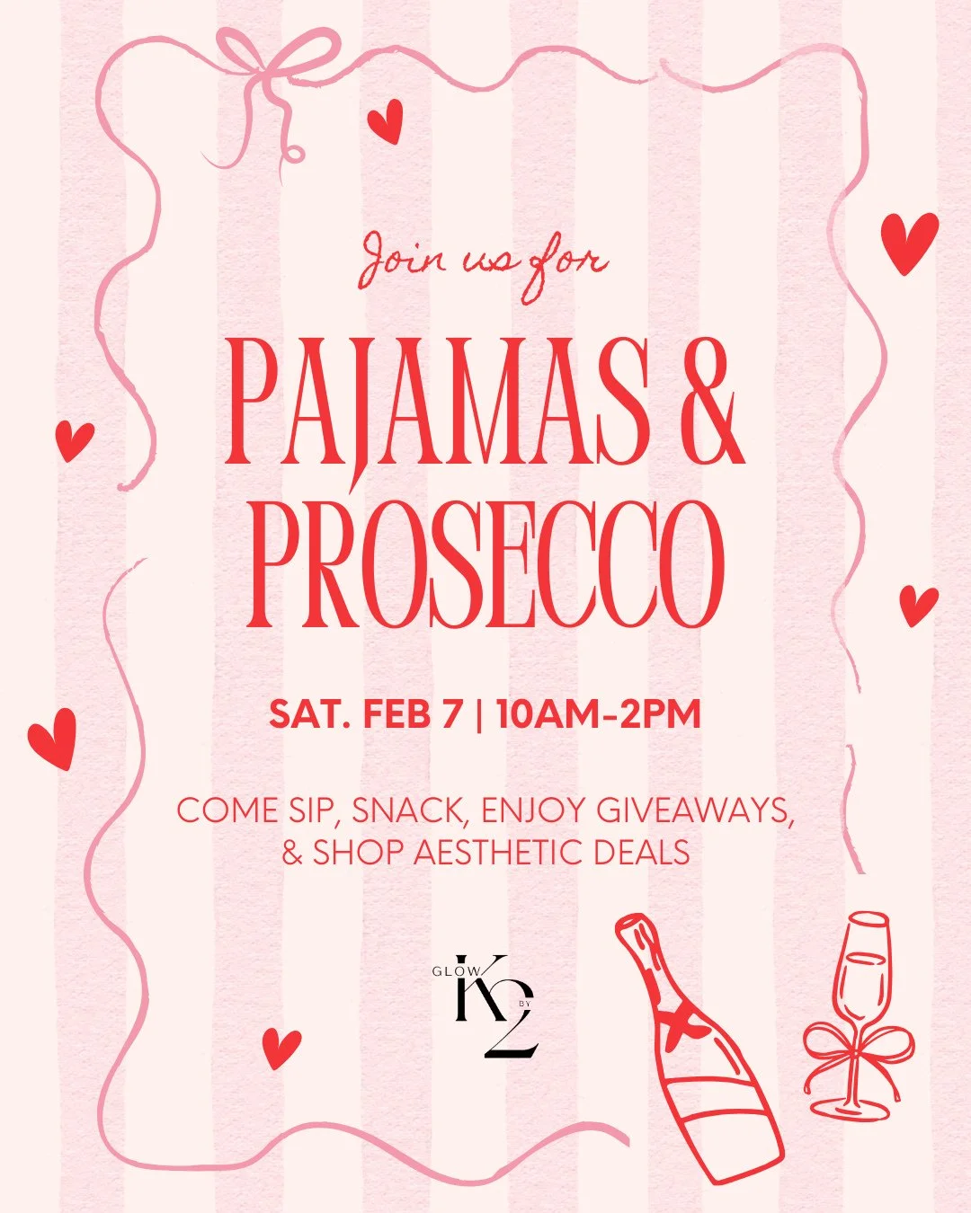 Our Pajamas &amp; Prosecco Party is less than 2 weeks away! Join us on Saturday, February 7th, from 10AM&ndash;2PM! ✨💖 Here are some one-day-only deals to shop at the event! More surprises to come! 👀⁠
⁠
💌 Lip Filler: $500 Full Syringe, $300 Half S