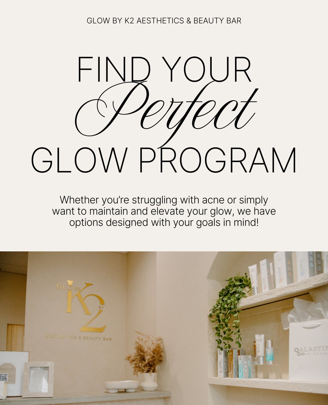 Think of our programs like a gym membership for your face... ✨️😍 At Glow by K2, we have different membership options based on your goals! Struggling with acne? Check out the Clear Club! Looking for a monthly pick-me-up or a "beauty bank" t