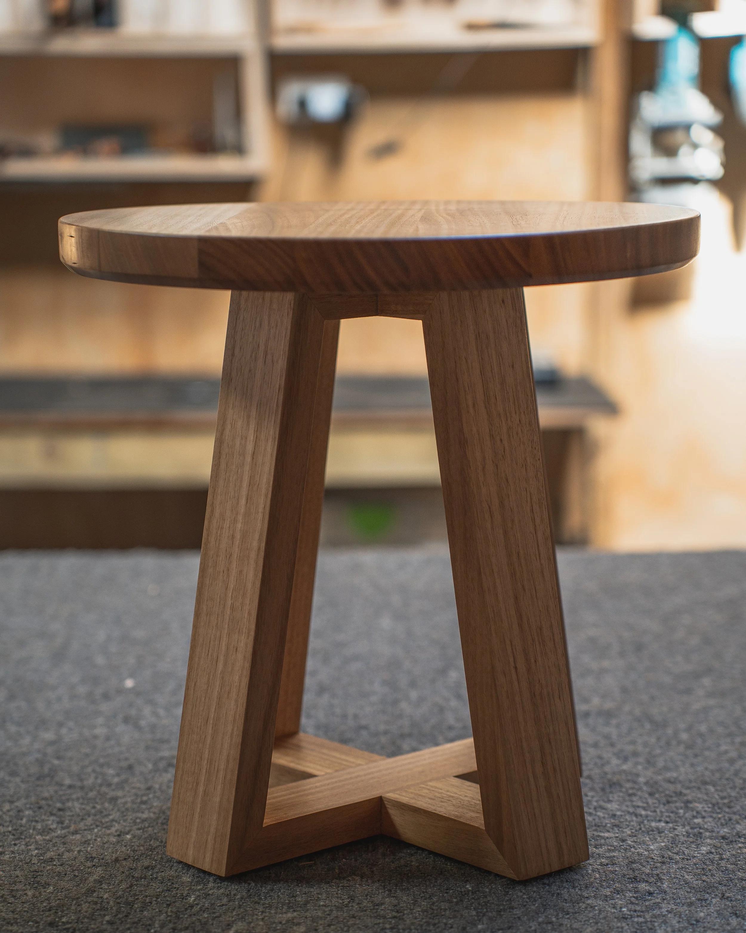 Trapezoid side table.