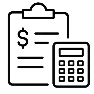 Clipboard with a dollar sign and a calculator