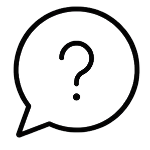 A speech bubble with a question mark inside.