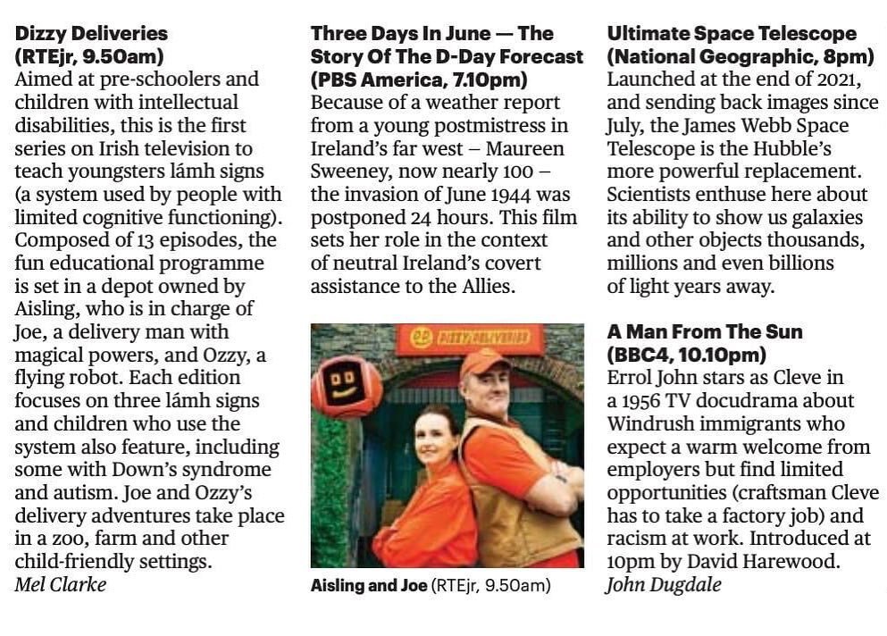 Dizzy Deliveries featured in yesterday's Sunday Times 🤩 @lamhsign 

Starting this Wednesday, October 19th on RT&Eacute;jr and the @rteplayer! 🥳

GRMA @irishtimesnews