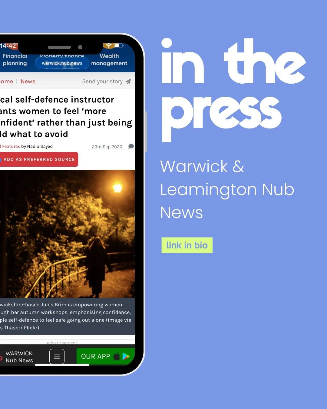 I'm so pleased to have been featured in Warwick &amp; Leamington Nub News.

For me, self-defence is about so much more than physical skills. It's about helping women feel more confident, trust their instincts, set boundaries and feel empowered in the