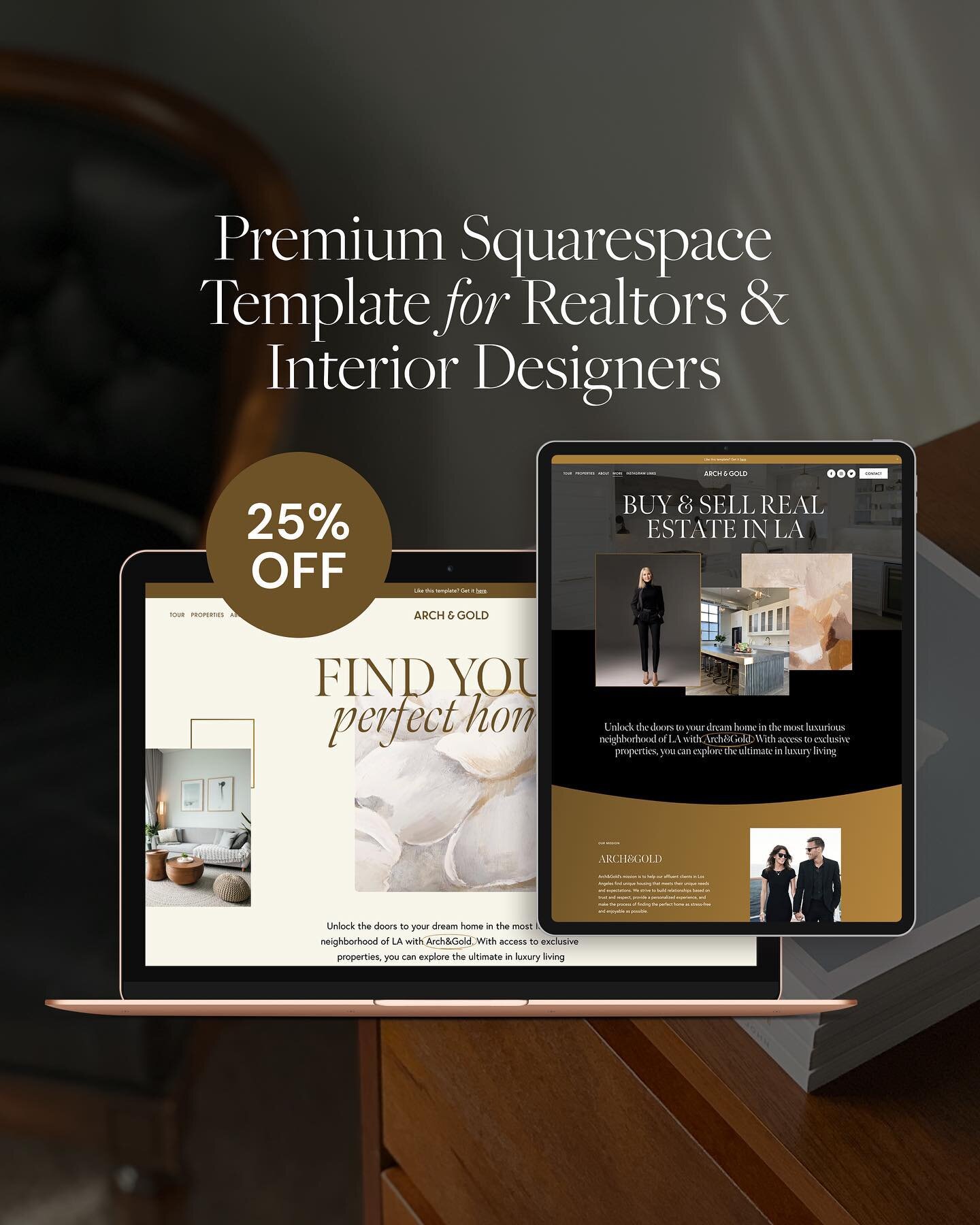 We've just launched a new Squarespace template 🌟 Meet Arch&amp;Gold - a premium website template for real estate agencies, individual realtors and interior design firms. 

As always, we are celebrating with a huge discount! Use code APRIL2023 at the