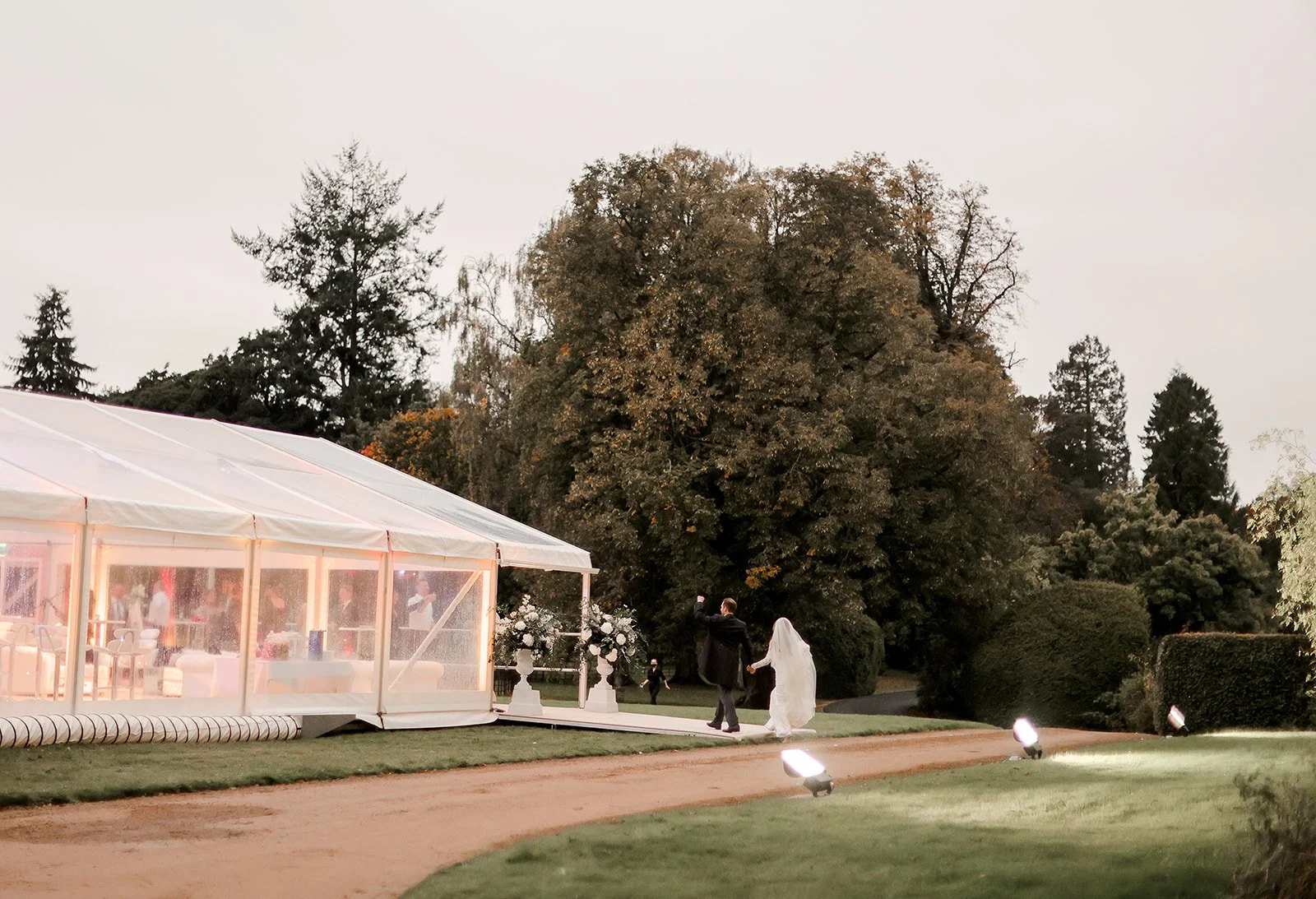 Walkways into the marquee for an elegant entrance