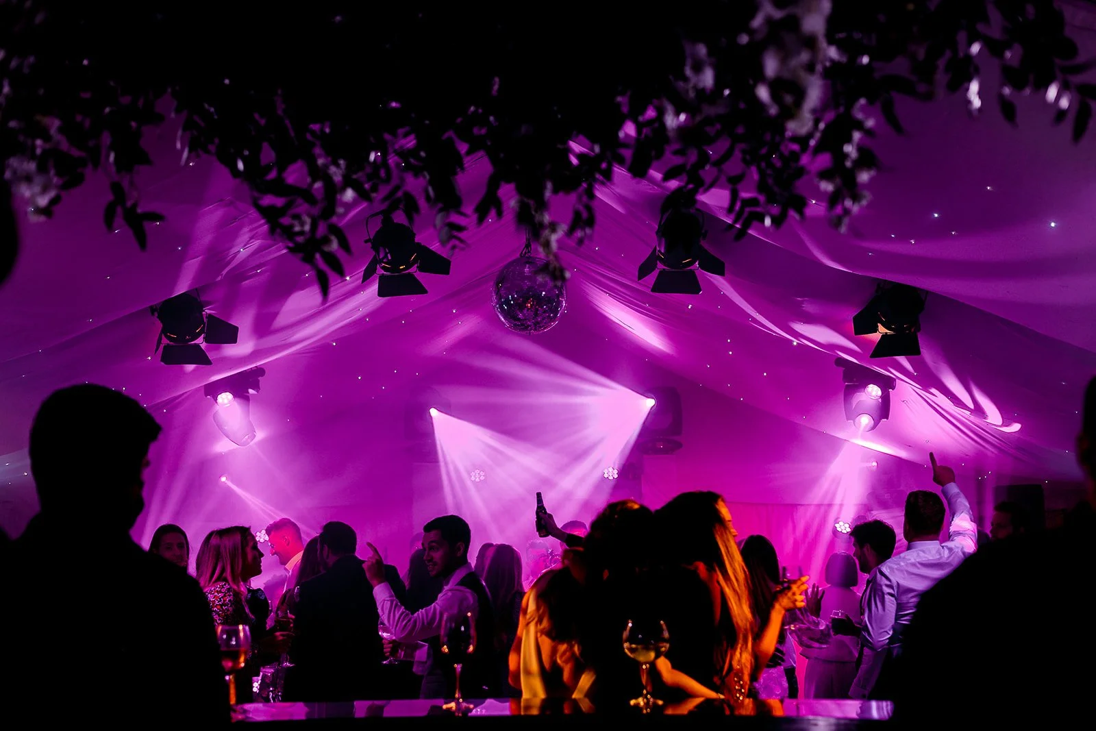 Disco lighting and dance floor