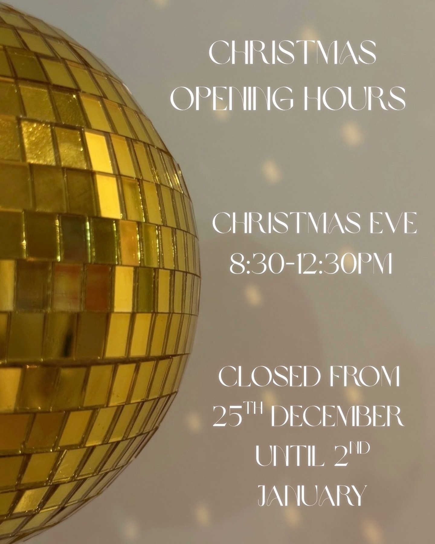 🎄✨ Christmas Opening Hours ✨🎄
It&rsquo;s our busiest time of the year, so catch us before we sprint into the chaos like festive superheroes:

📅 Christmas Eve: 8:30am &ndash; 12:30pm
(We&rsquo;ll be running on caffeine, candy canes, and pure panic.