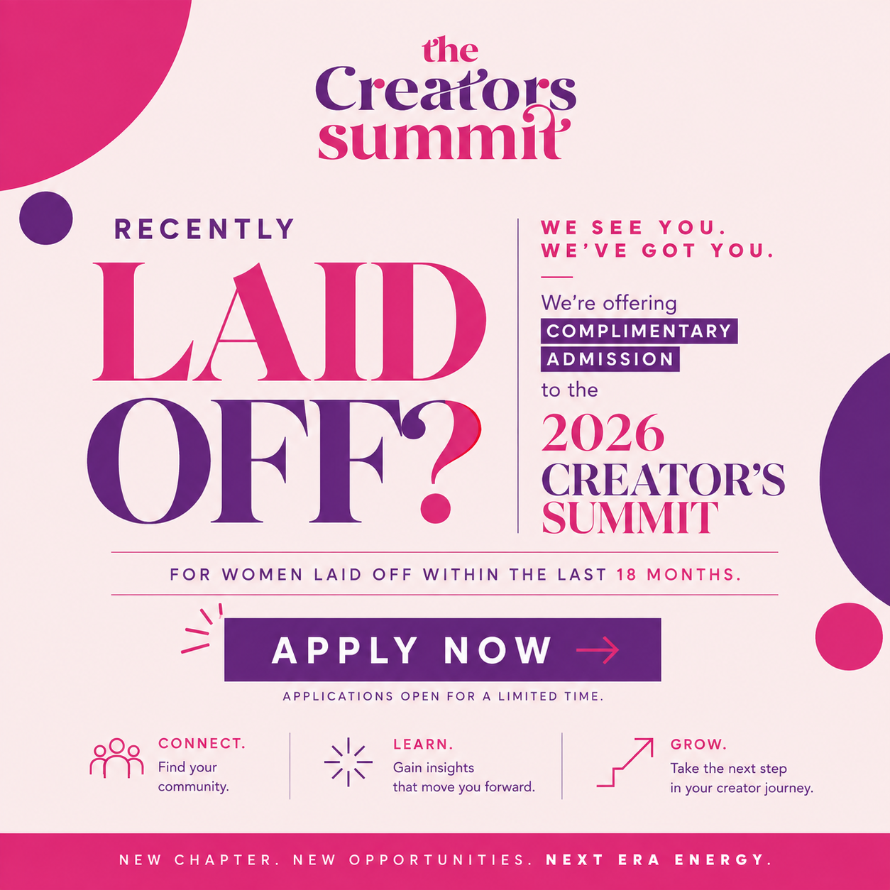 Recently Laid Off? Apply to Attend the 2026 Creator’s Summit for Free
