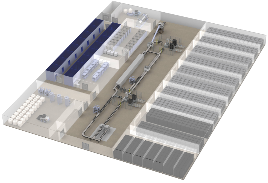 rendering of industrial scale insect farm