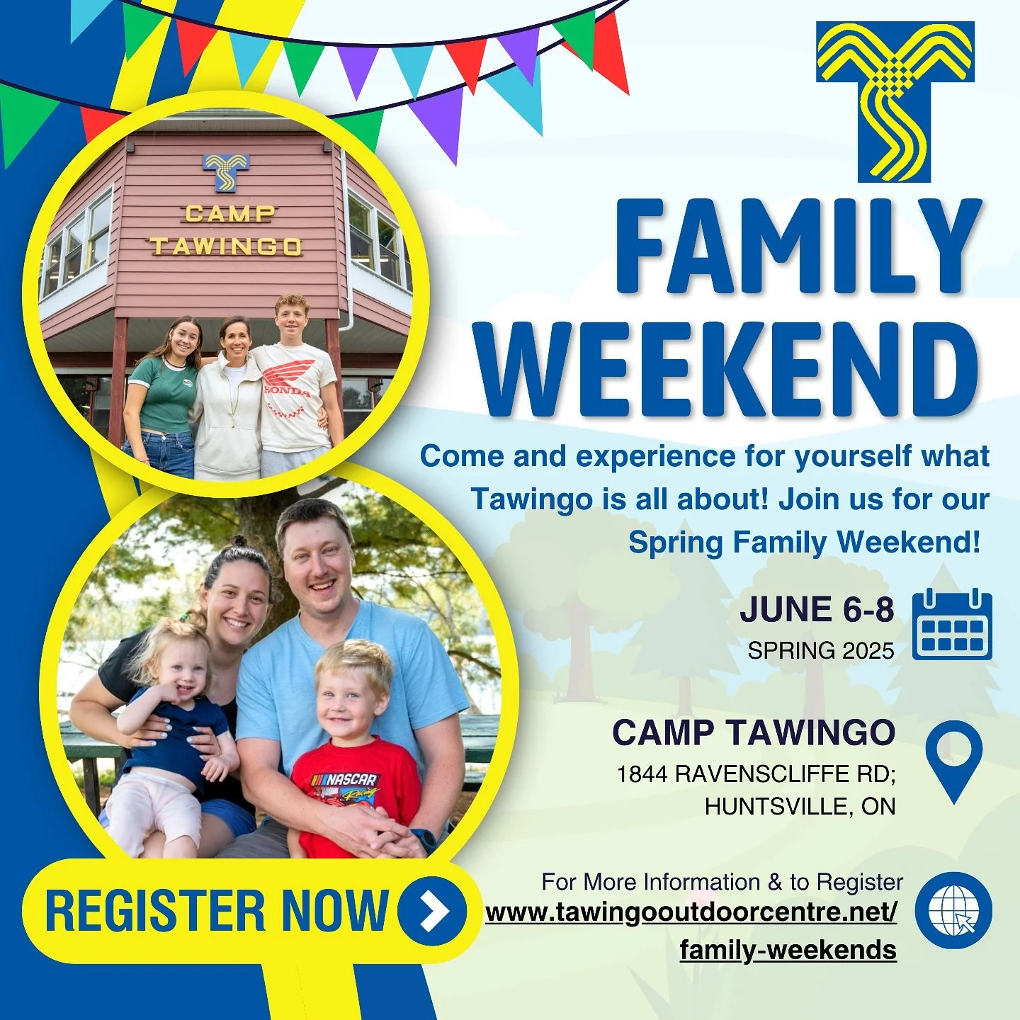 🌼 Spring Family Weekend at Tawingo! 🌼

Join us June 6&ndash;8, 2025 for a weekend in Muskoka, where your family can hike, canoe, swim, create, play, and connect&mdash;just like summer camp, but together as a family! 🛶🎨🌲 Your family will enjoy yo