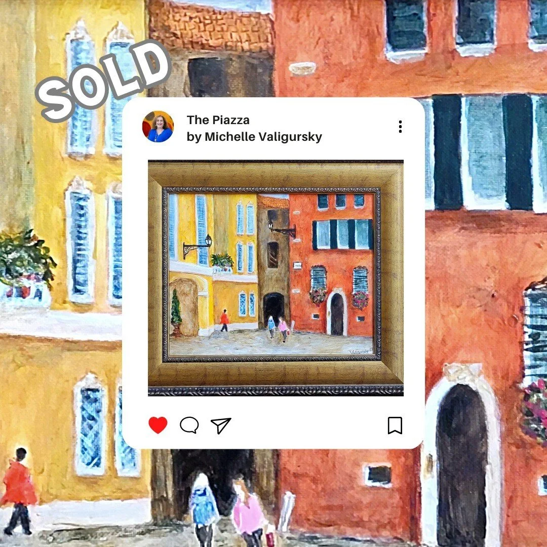At the Lake Oconee Food and Wine Festival, we gathered to participate in an auction to raise funds for six children's charities. My painting "The Piazza" was inspired by my daily walks through the many piazzas near my home away from home in
