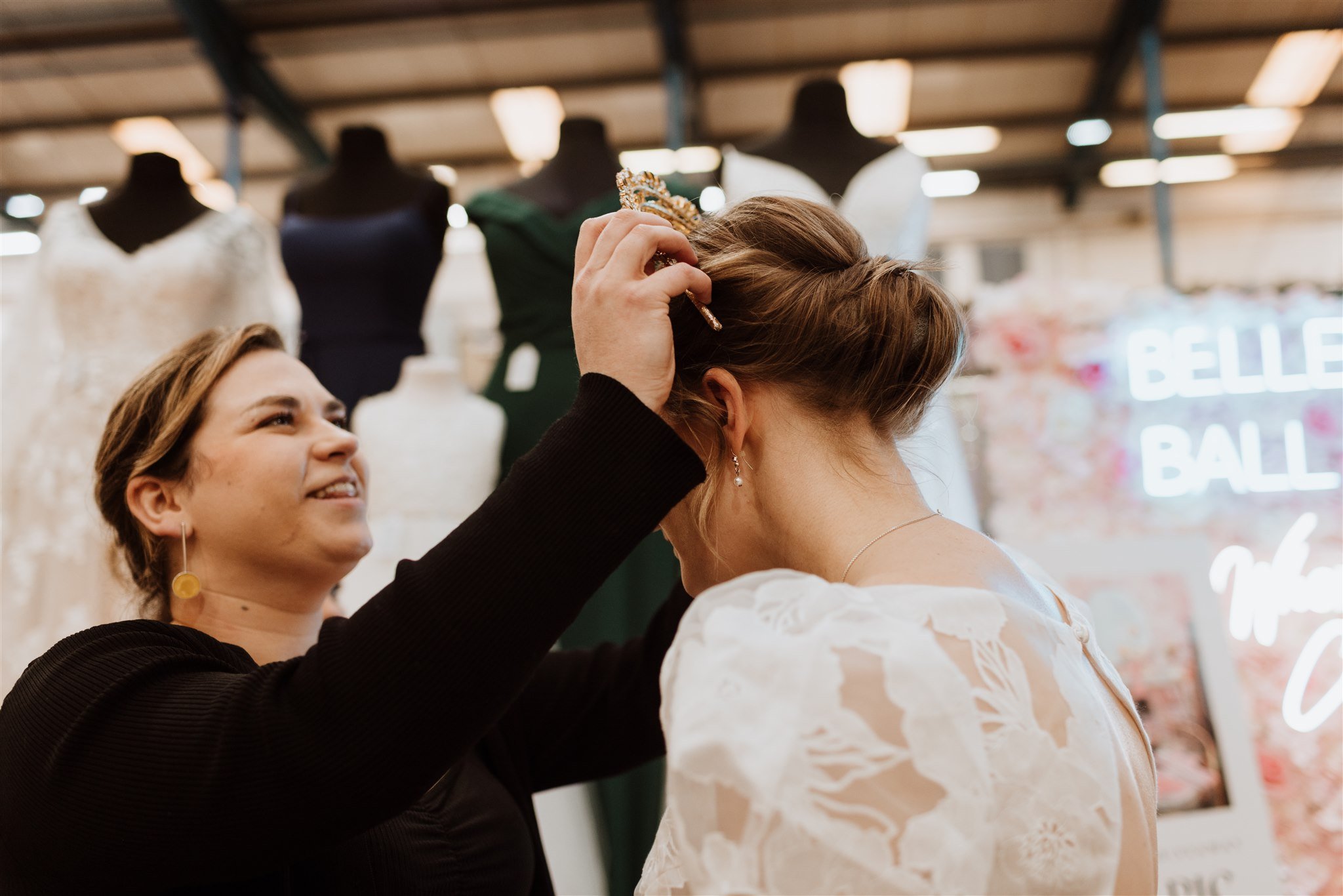 A helping hand with bridal accessories with Belle of the Ball bridals and Devlin Bridal Couture - The Big Southwest Wedding Fair