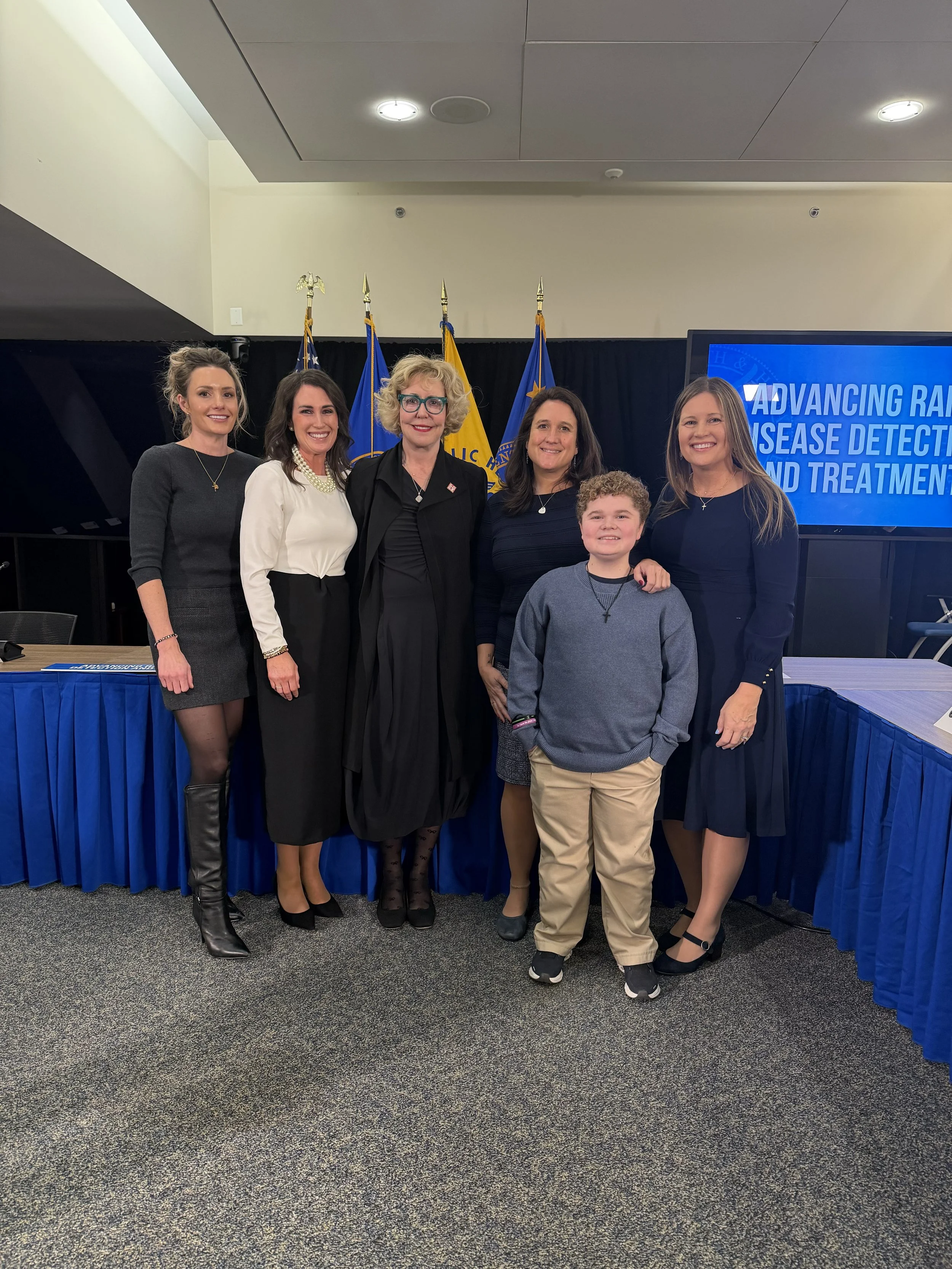 Duchenne community leaders at newborn screening hearing, December 2025.