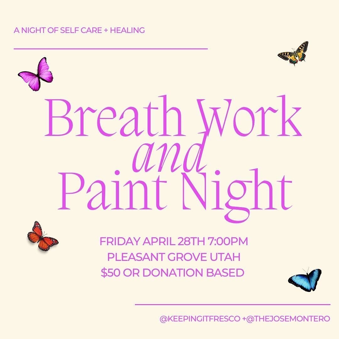 Join us on Friday April 28th for a beautiful night of breath work and painting! It&rsquo;s going to be so magical and fun. 🥰

@thejosemontero is an incredible and gifted Bikram Yoga Instructor + Breath work Facilitator. His energy fills the room and