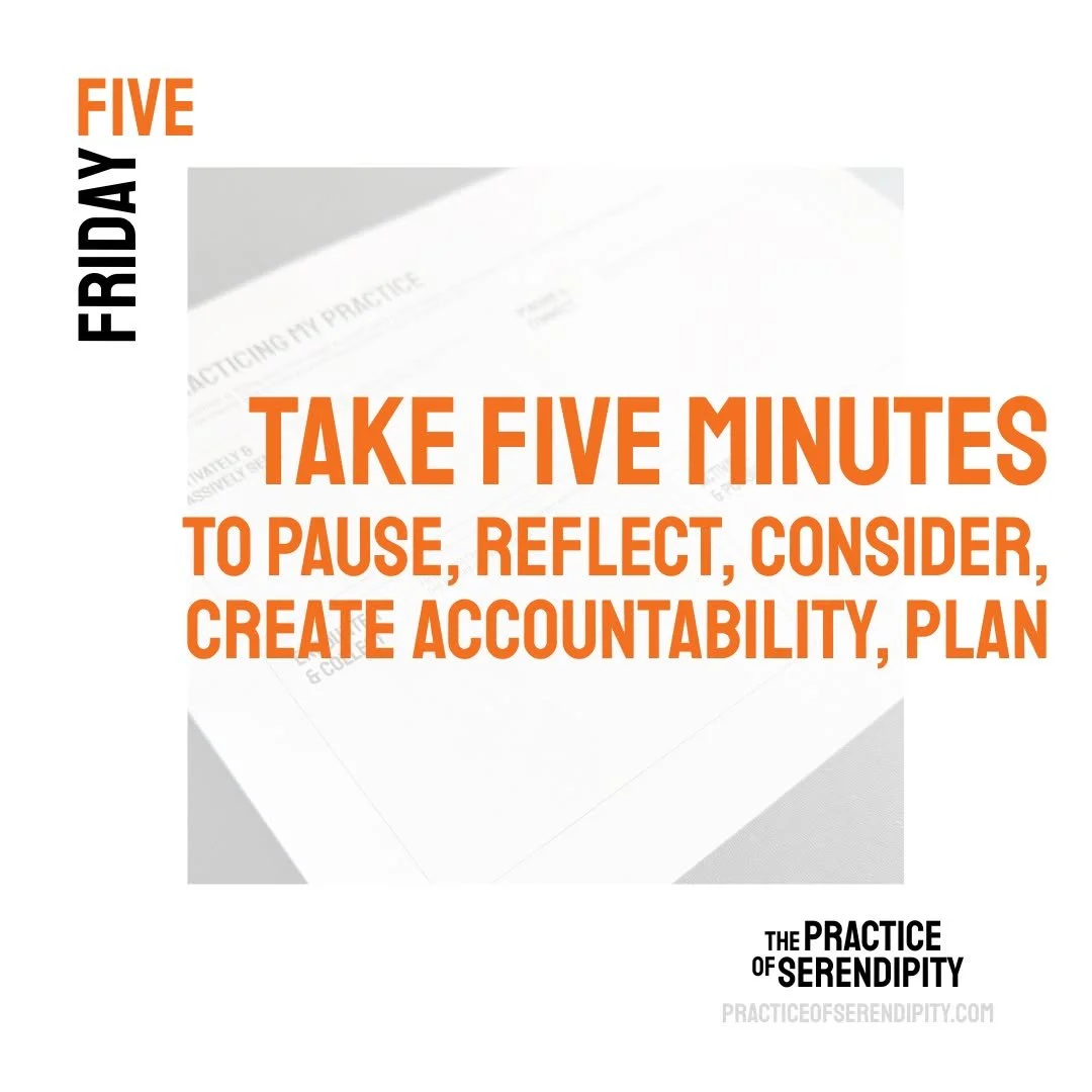 We all get caught in the whirlwind of the week.

Take Five 👇 

➡️ Five minutes to reflect on your mindset, your behaviors, your insights and ideas, your new connections, and your next actions.

Write them down (with a date!).

👏 You can #practice #