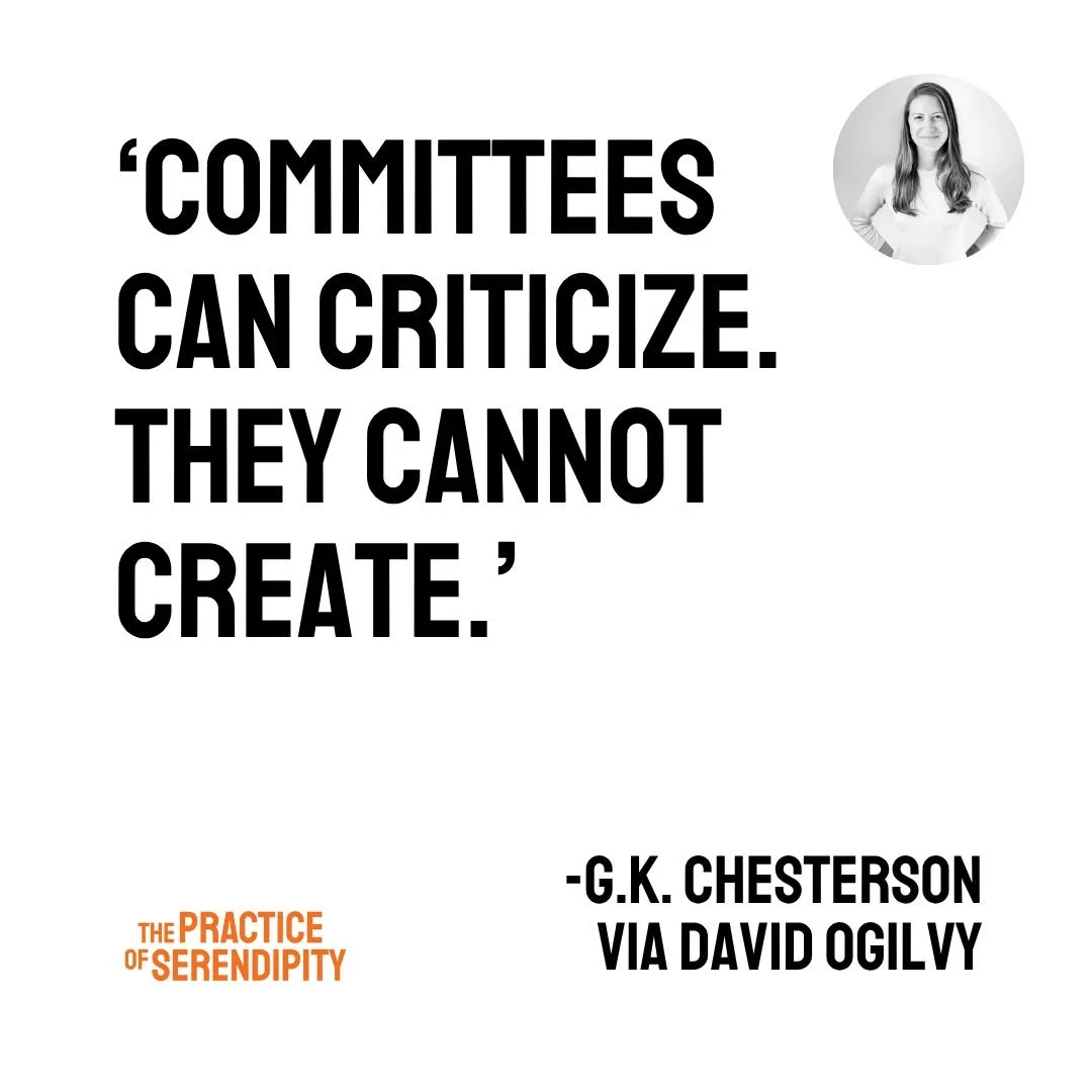 'Committees can criticize, but they cannot create.'

👉 #breakthrough #ideas rarely happen in conference rooms. 👈 

💡 Real innovation comes from #serendipitous moments&mdash;#unexpected conversations, random #connections between unrelated #ideas, s