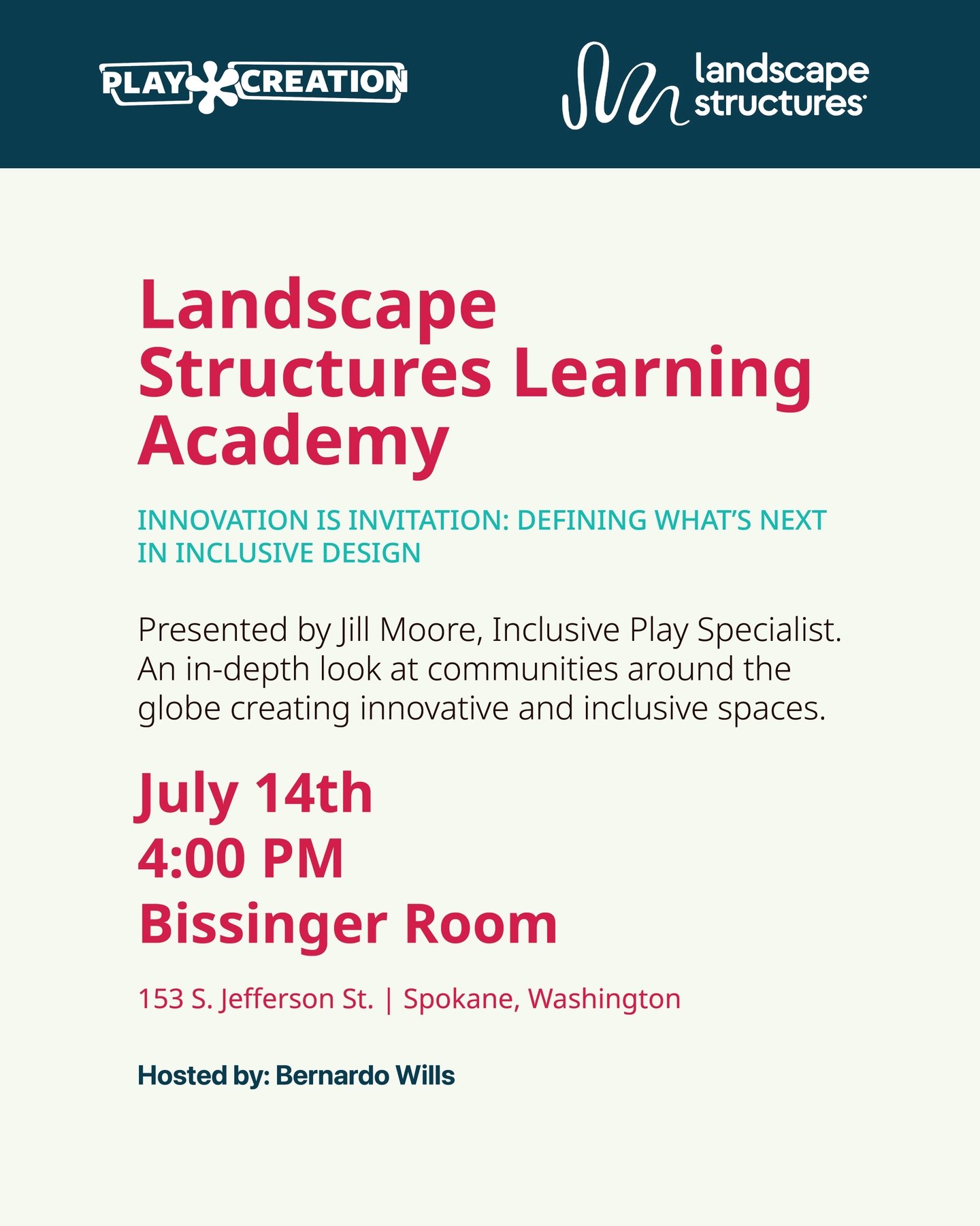 Join us in the Bissinger Room for an afternoon of learning, connection, and inspiration.

Tuesday, July 14th
4 p.m.
Bernardo Wills | 153 S. Jefferson St.
Earn CEUs, LUs, and PDHs

Bernardo Wills is inviting our community to explore what comes next in