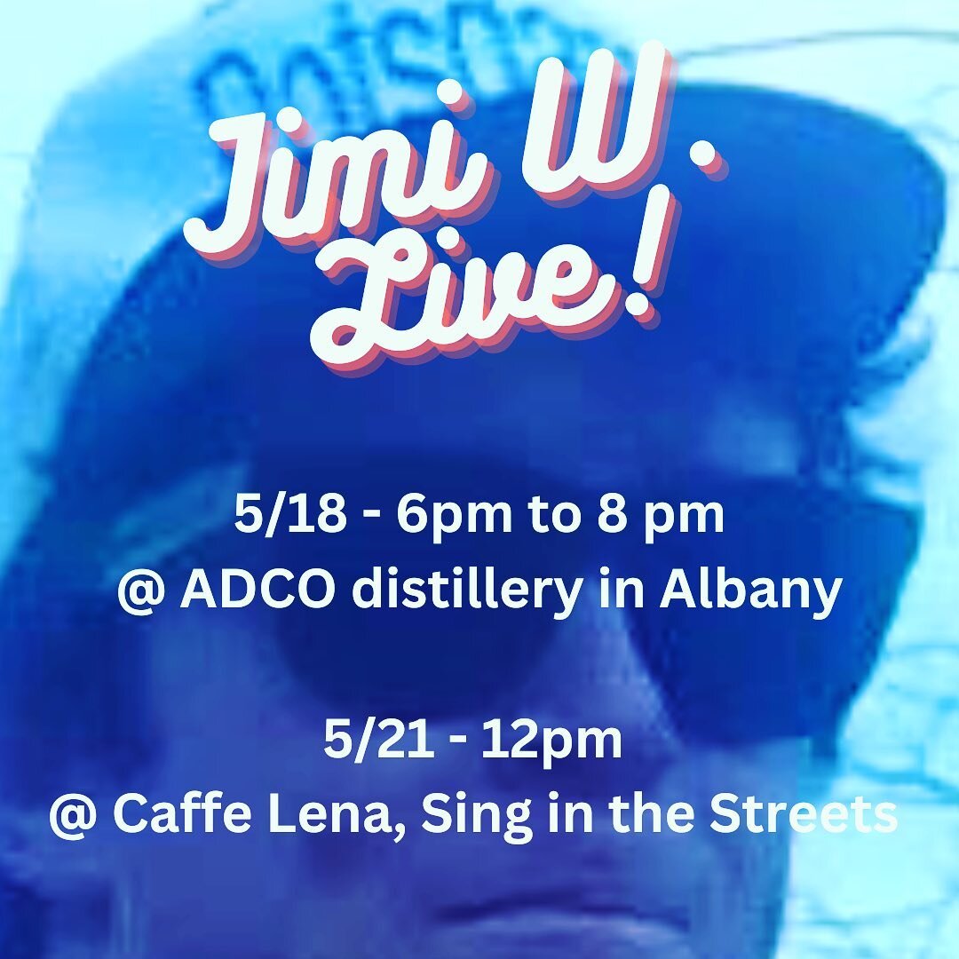 // 2 chances to catch a Jimi W. Solo set this week // tonight I&rsquo;ll be at @albanydistillingco from 6 to 8pm as part of @foraged.ny // on Sunday I&rsquo;ll be taking the stage in the courtyard of @caffelena at noon as part of their sing in the st