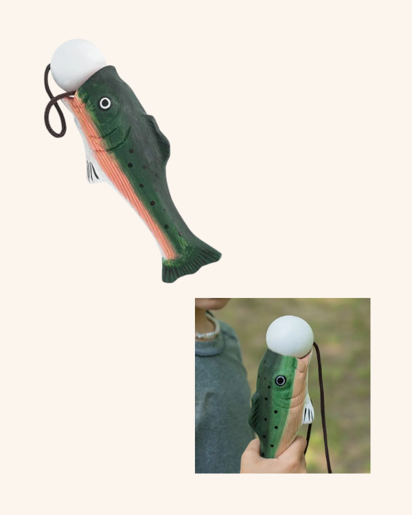 Wooden Fish and Ball Catch Game