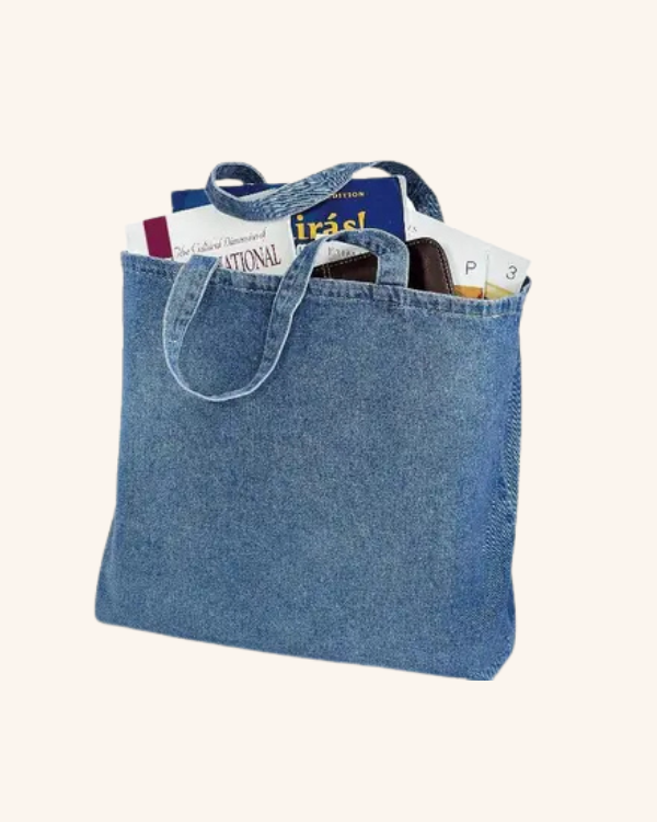 Washed Canvas Denim Tote Bag