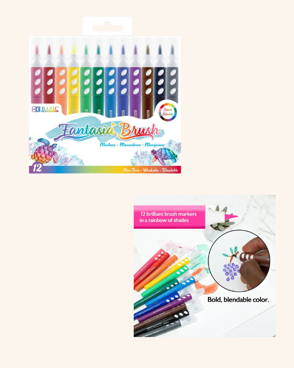 Rainbow Brush Marker Set - 12 Colors