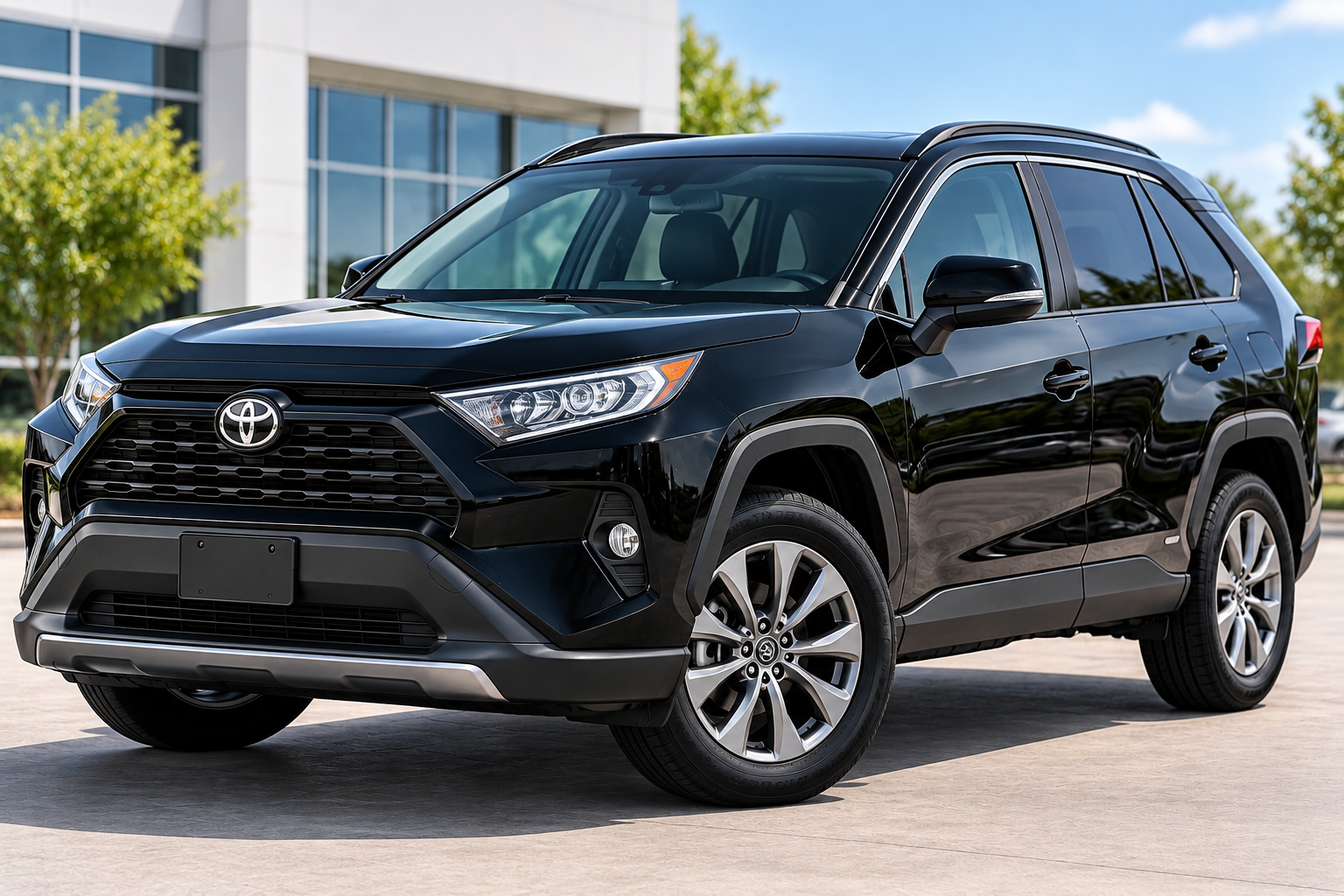 Glossy Black Toyota RAV4 at Modern Showroom.png