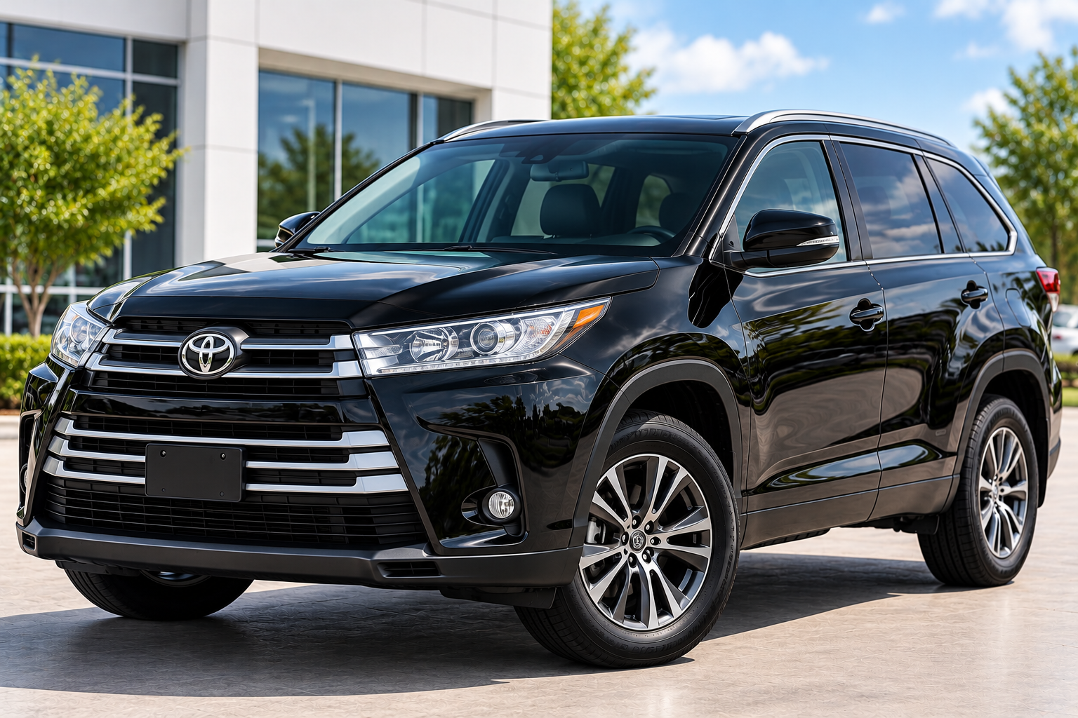 Glossy Black Toyota Highlander at Dealership.png