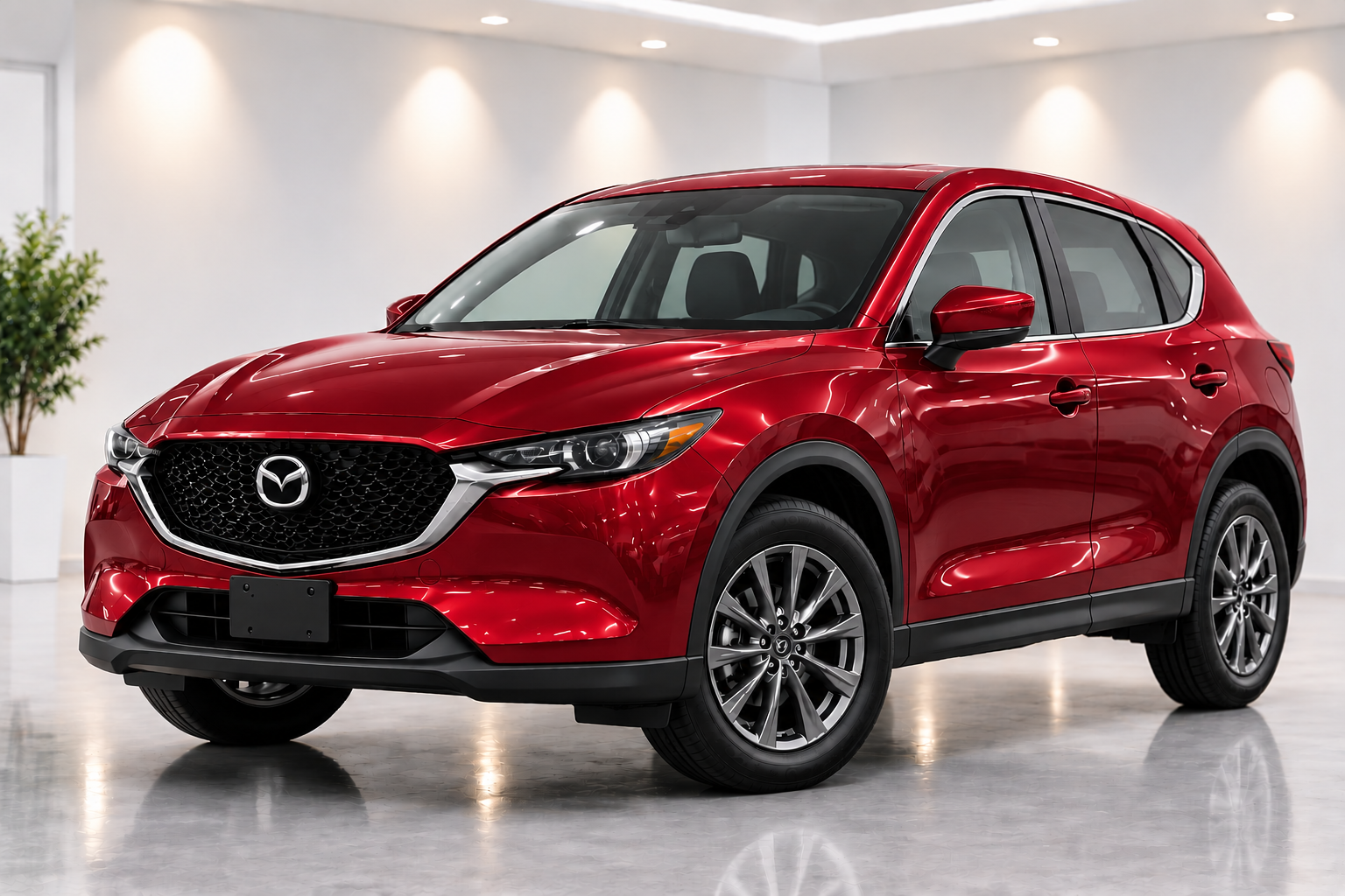 Glossy Red Crossover in Modern Showroom.png