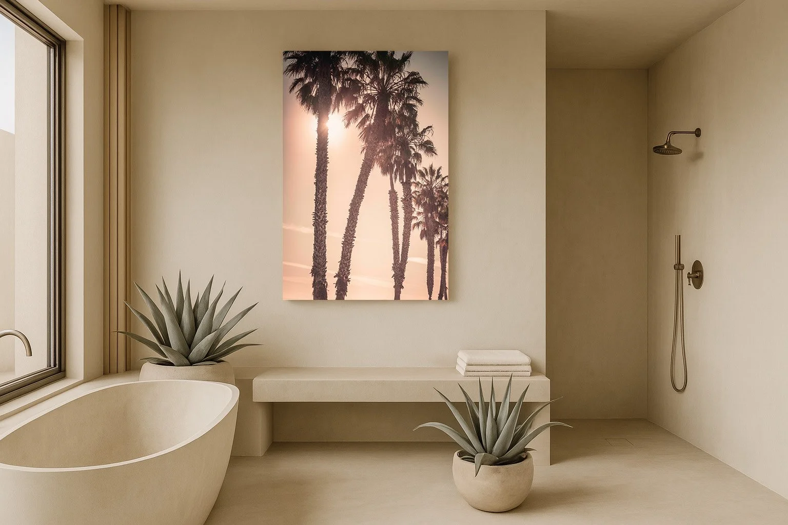 such-a-lovely-place-california-palm-tree-sunset-print-japandi-bathroom.jpg