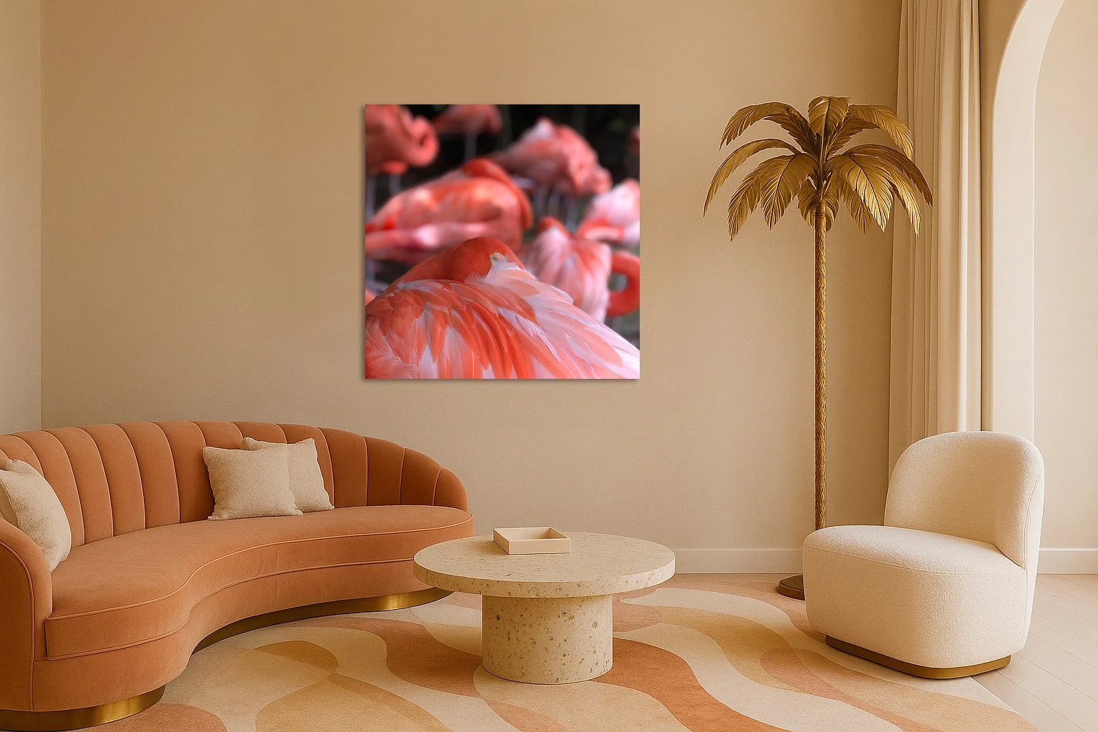 pink-flamingo-closeup-feather-print-modern-living-room.jpg
