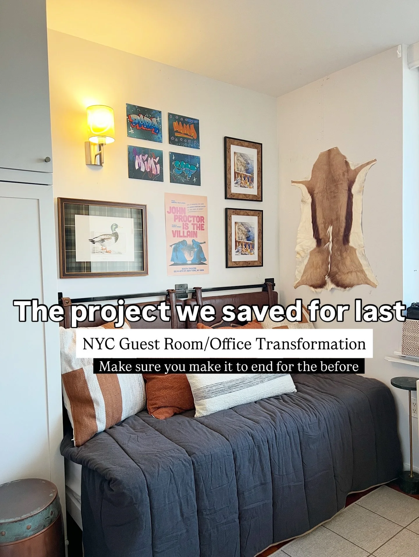 You&rsquo;re gonna want to swipe to the end for the before. Trust me&mdash;this one&rsquo;s wild.

This office slash guest room was the final boss of a full-home transformation we started back in January.

We organized every inch of this city apartme
