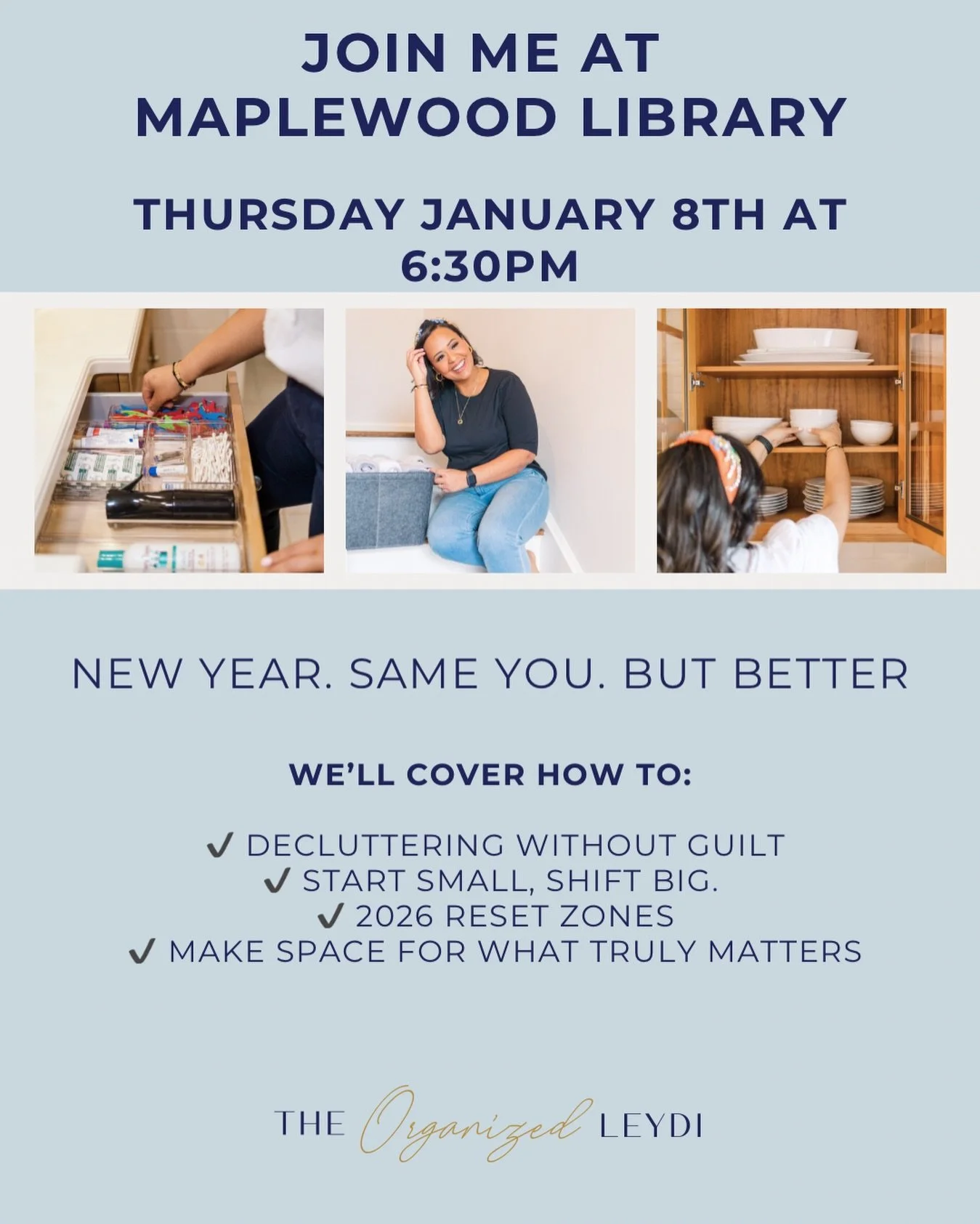 New year. Same house. Same people. Same mess in slightly different spots.

You are not trying to become a new person in 2026. You just want your home to feel easier to live in.

Come to the @maplewoodlibrary on Thursday, January 8th at 6:30pm.

We&rs