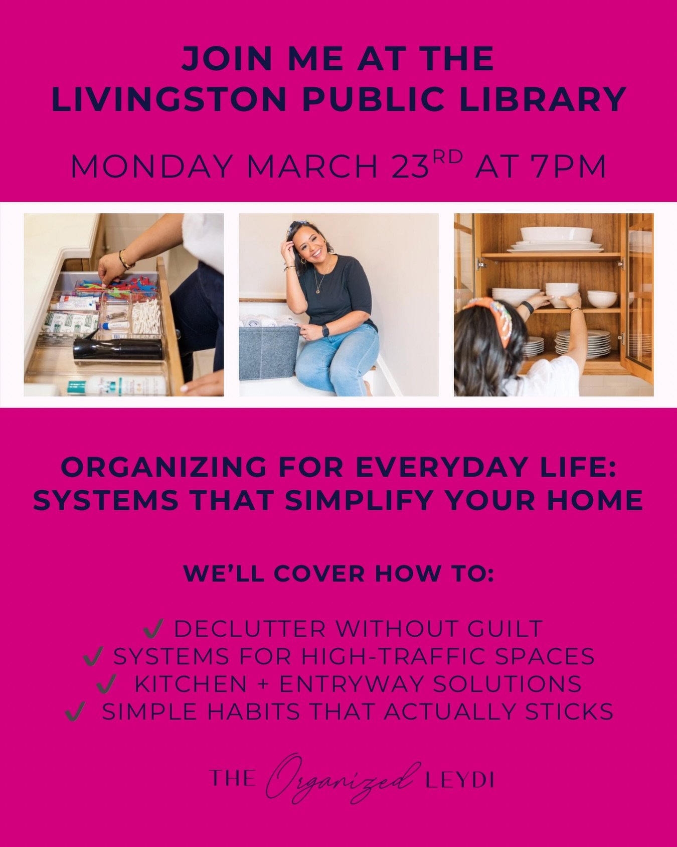 If your home has been on your to-do list since January, this one&rsquo;s for you.

I&rsquo;m speaking at the @livingstonlibrary on Monday March 23rd at 7PM and it&rsquo;s FREE!

We&rsquo;ll talk about decluttering without the guilt spiral, why high-t