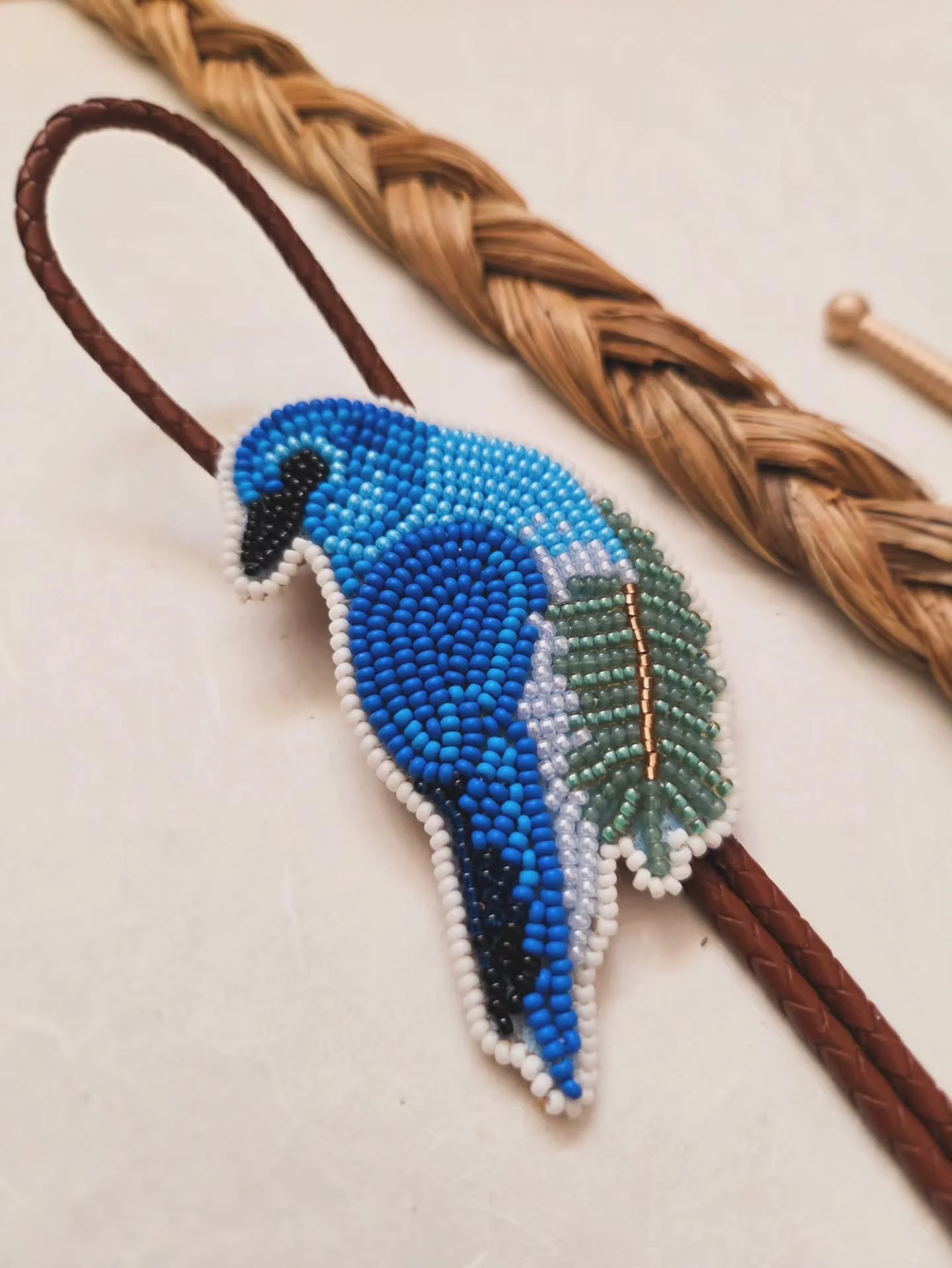 B L U E B I R D / / This little mountain bluebird bolo is looking for a place to perch!! Come find him and host of other goodies at @oddbirdfair today at the Old Strathcona Performing Arts Center today until 4 pm, YEG 🐦 
⁣
✶
m a t e r i a l s / / gl