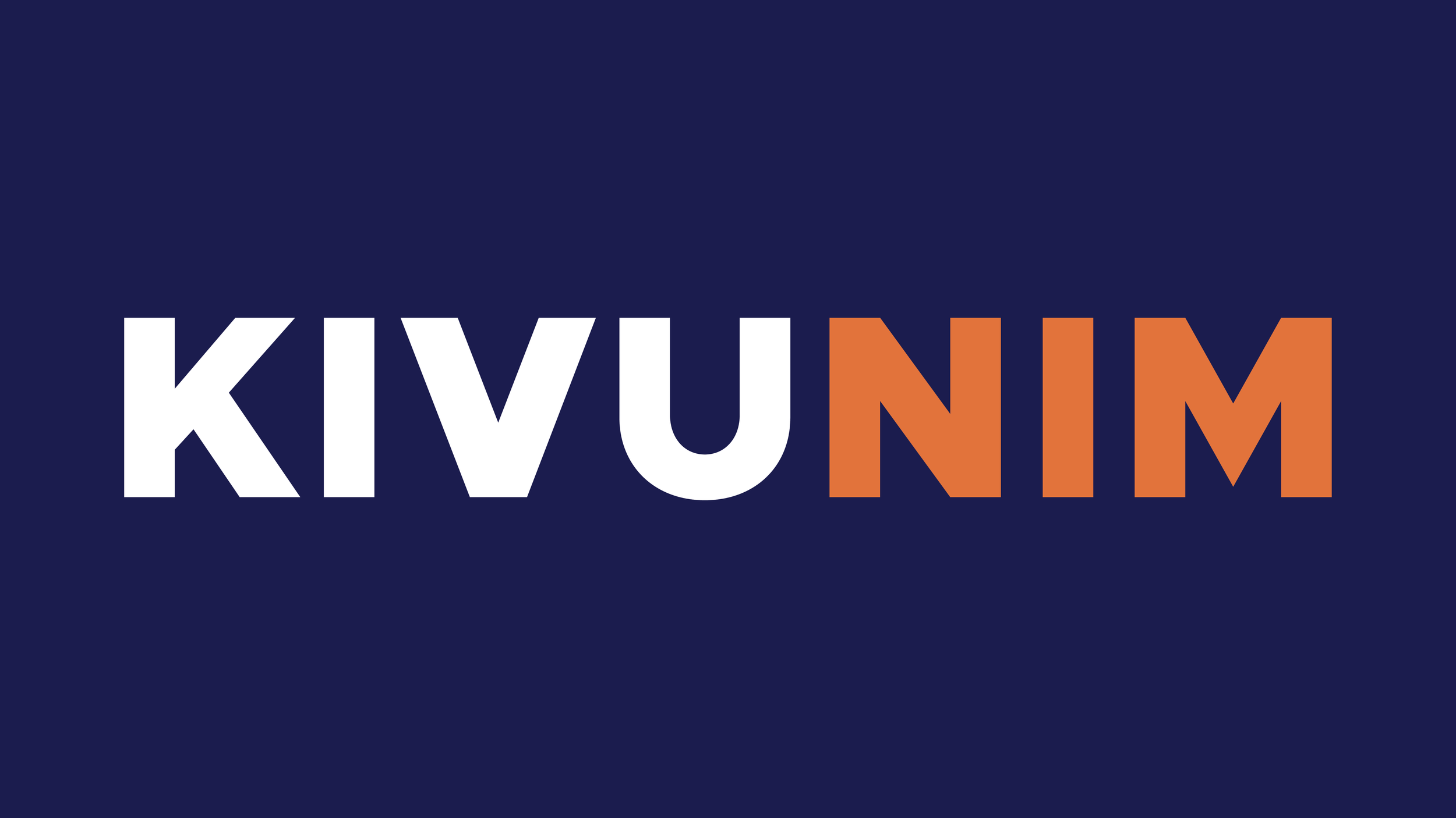 Graphic with the text 'KIVUNIM' on a dark blue background, with 'KIVU' in white and 'NIM' in orange.