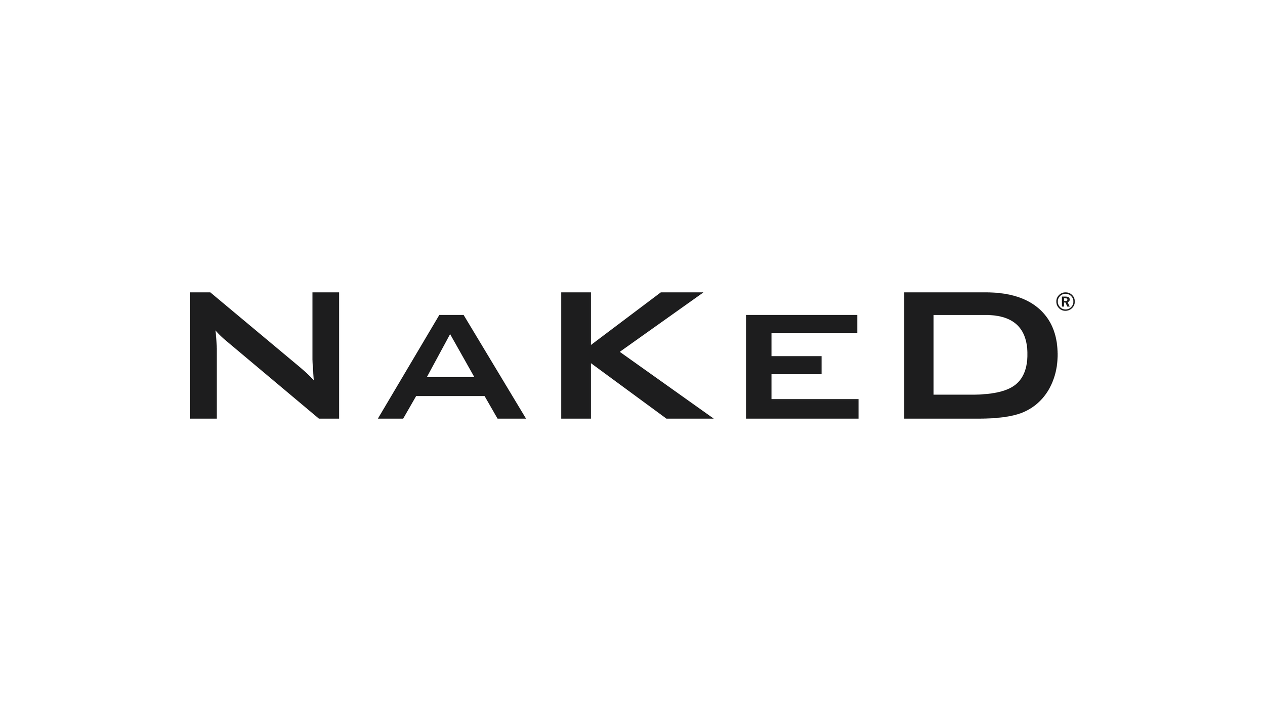 The word 'NAKED' in black letters on a white background.